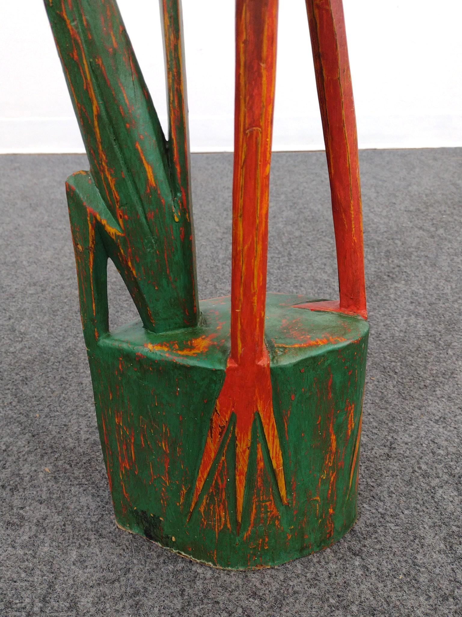 Painted Hand Carved Crane Sculpture