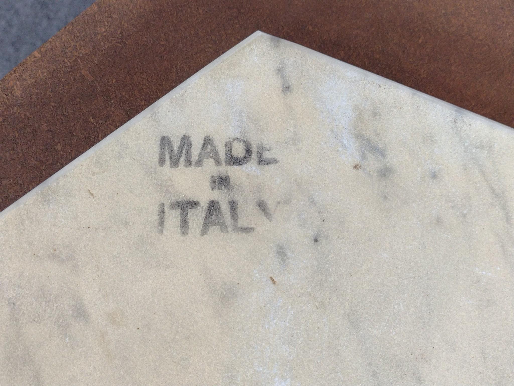 Pair of Italian Baroque Revival Marble Top End Tables