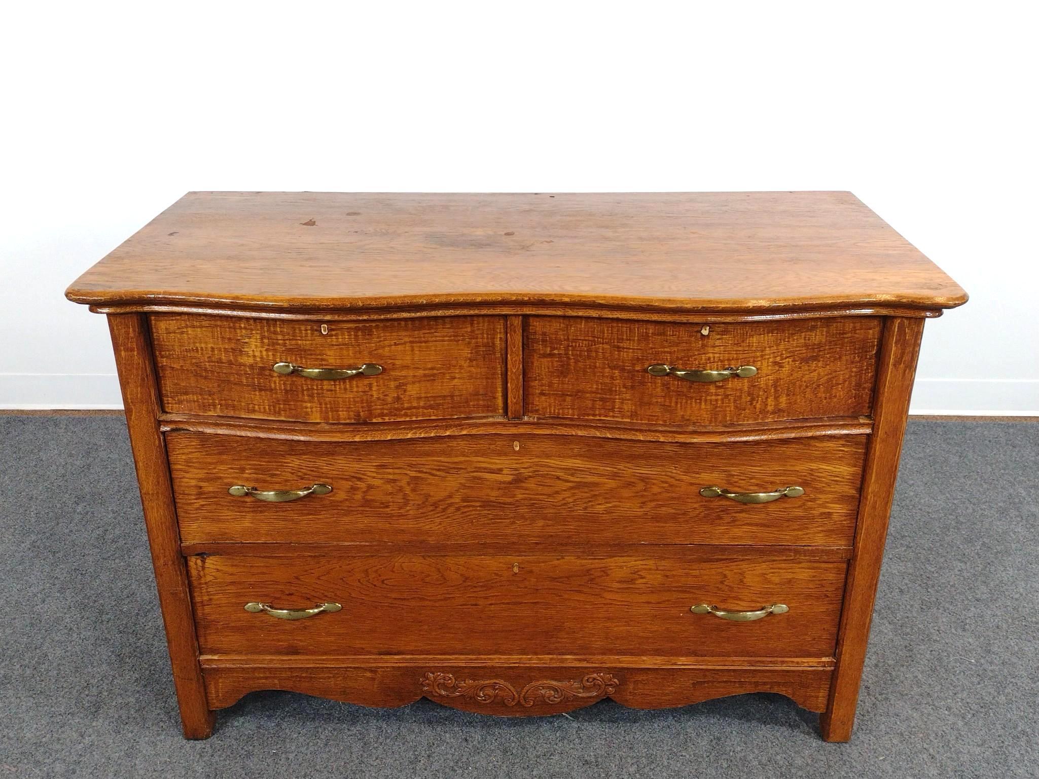 Antique Oak Serpentine Dresser