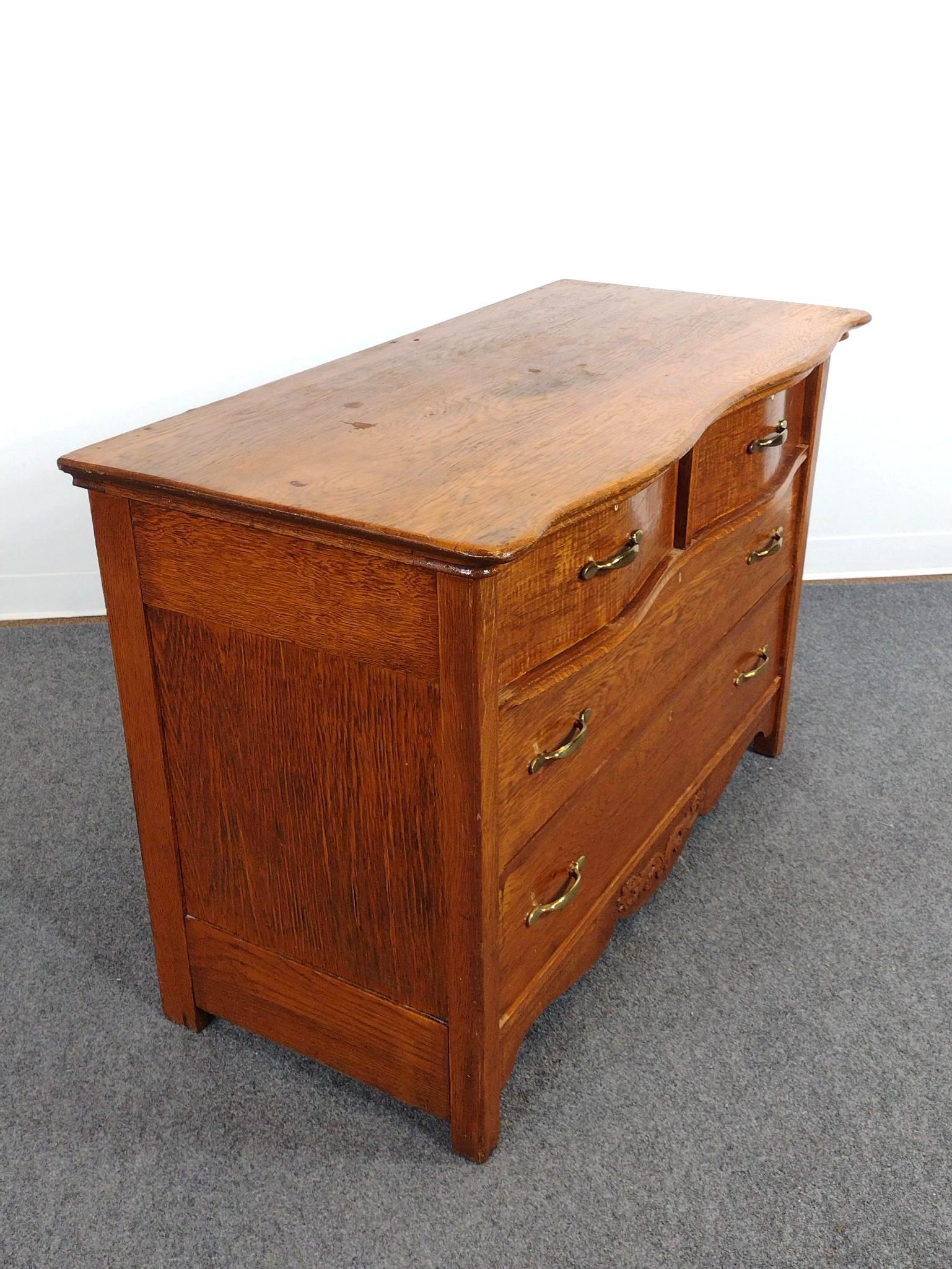 Antique Oak Serpentine Dresser