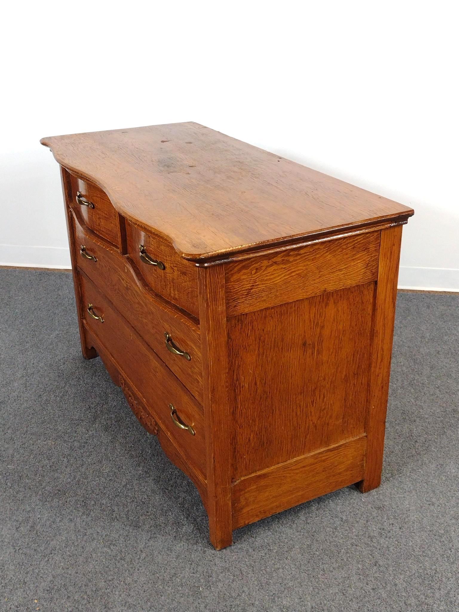 Antique Oak Serpentine Dresser