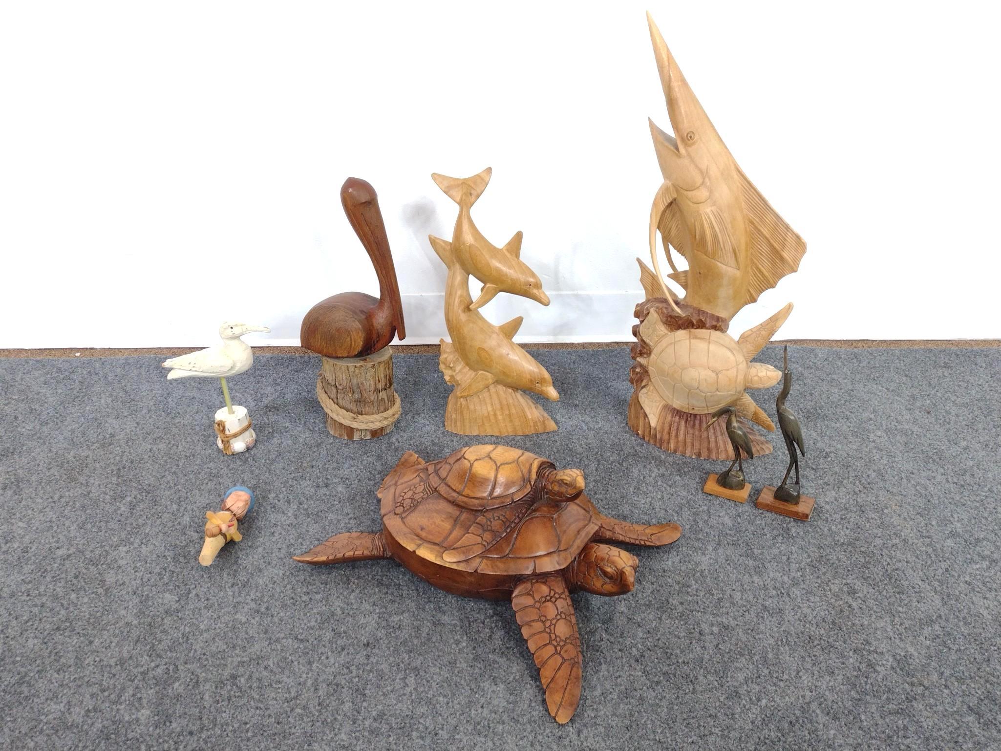 8 Hand Carved Nautical and Coastal Sculptures