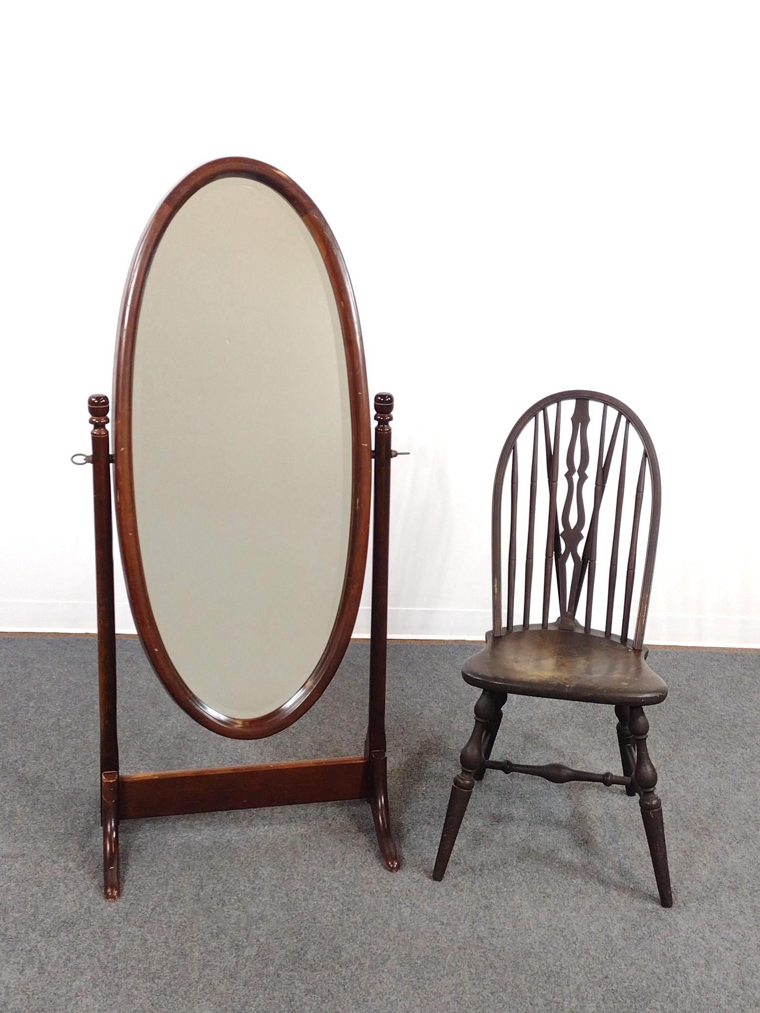 Cheval Dressing Mirror and Windsor Style Side Chair