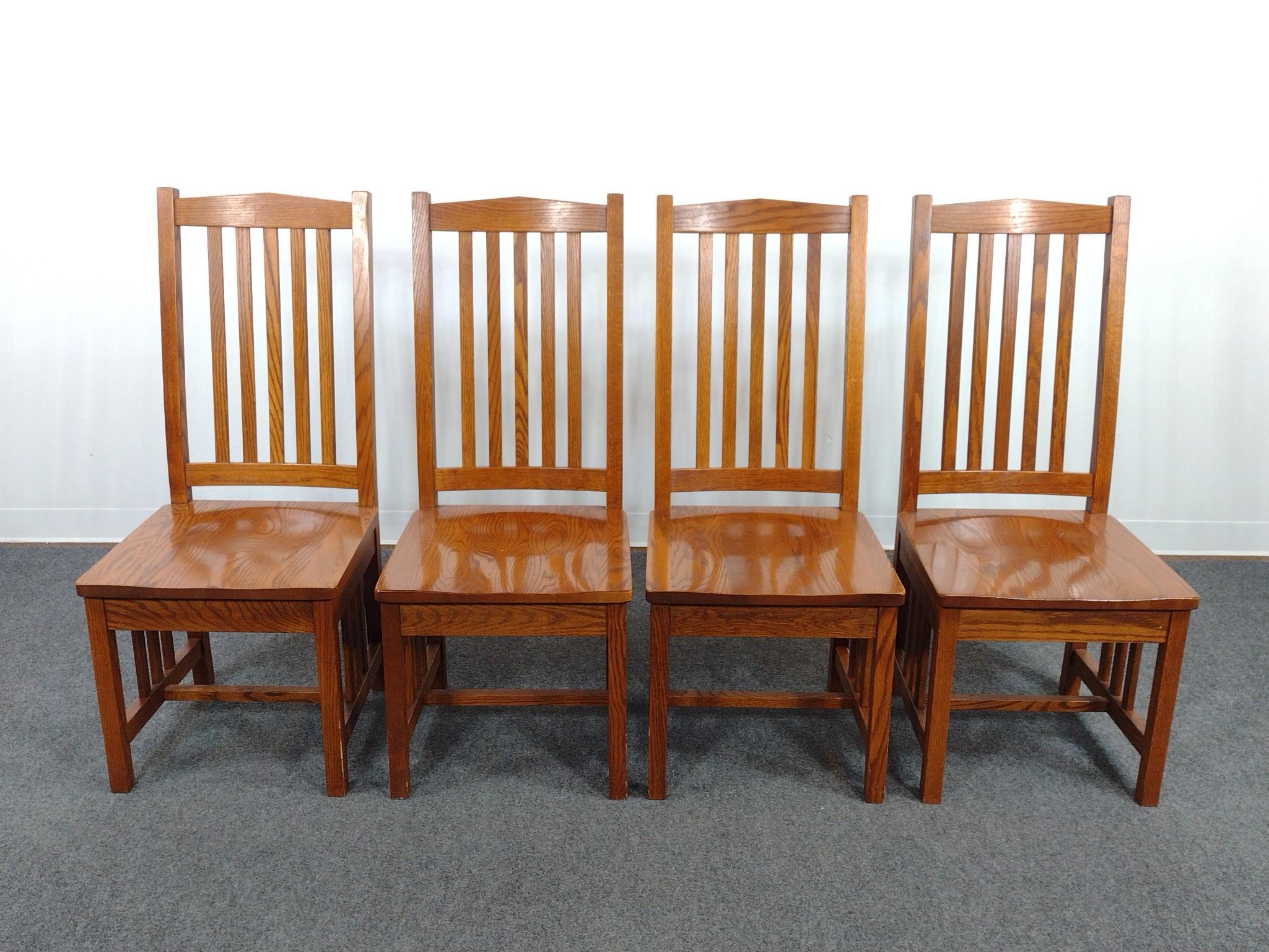 Set of 4 Arts and Crafts Mission Style Dining Chairs