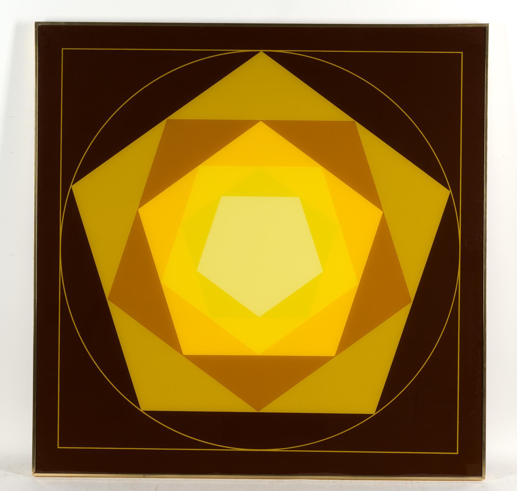 Framed Op Art Geometric Reverse Painting