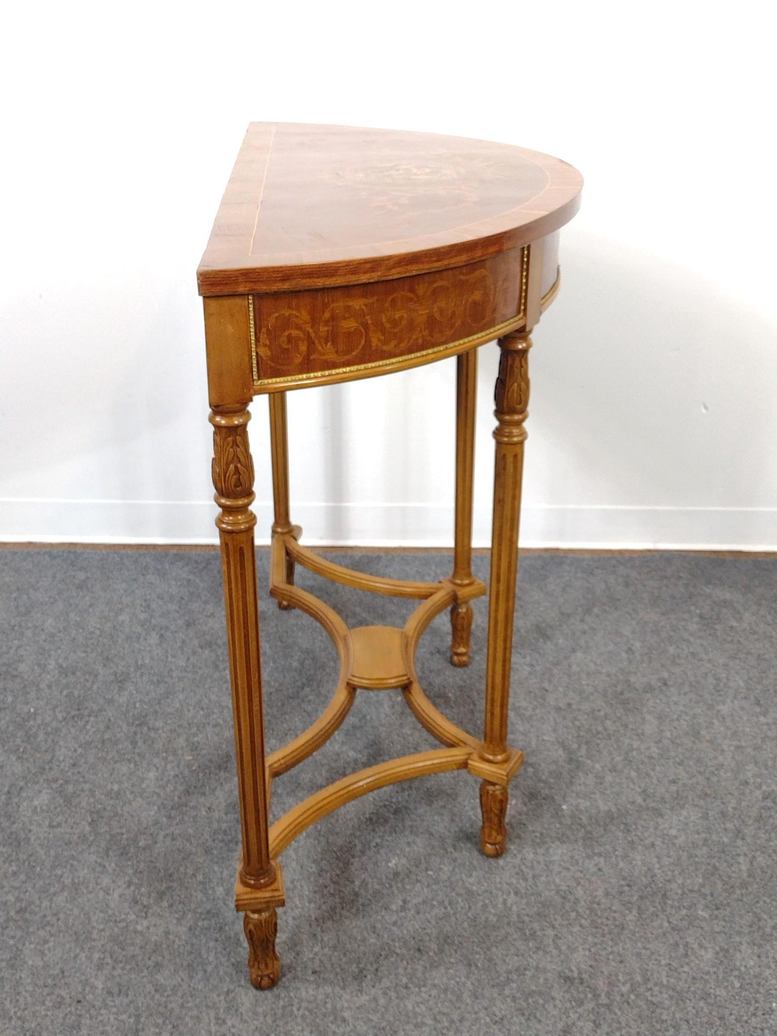 Inlaid Demilune Console Table