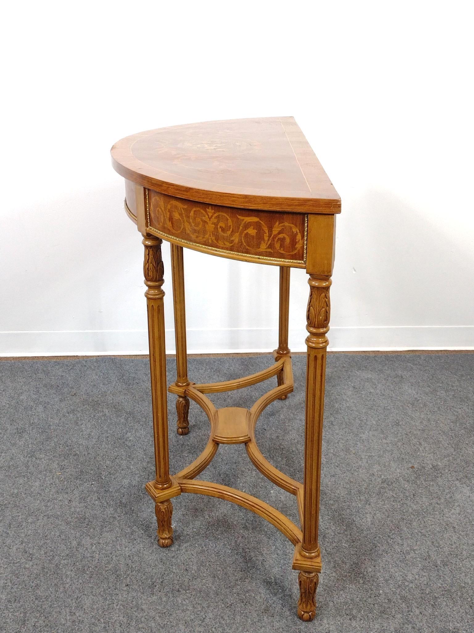 Inlaid Demilune Console Table