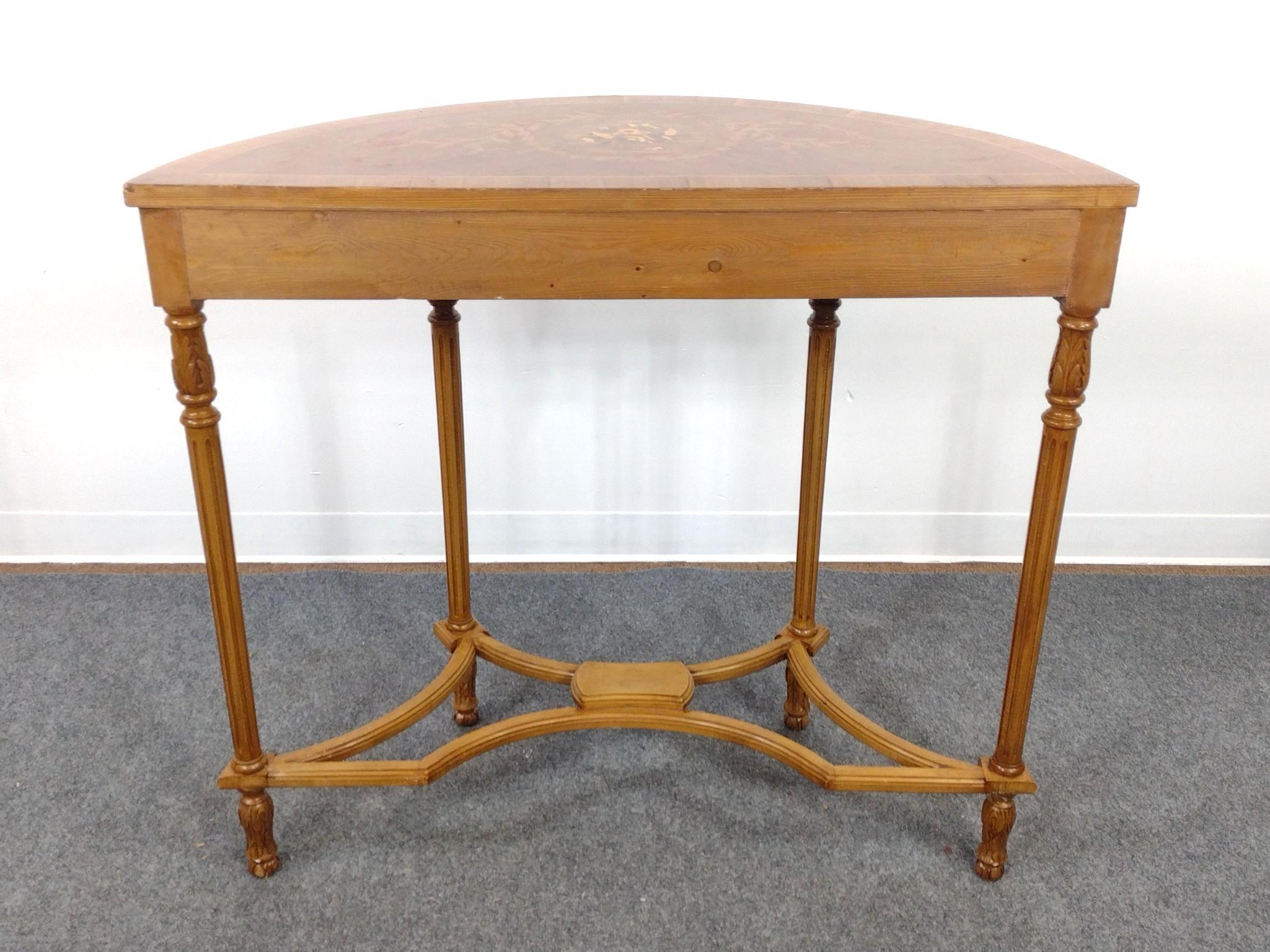 Inlaid Demilune Console Table