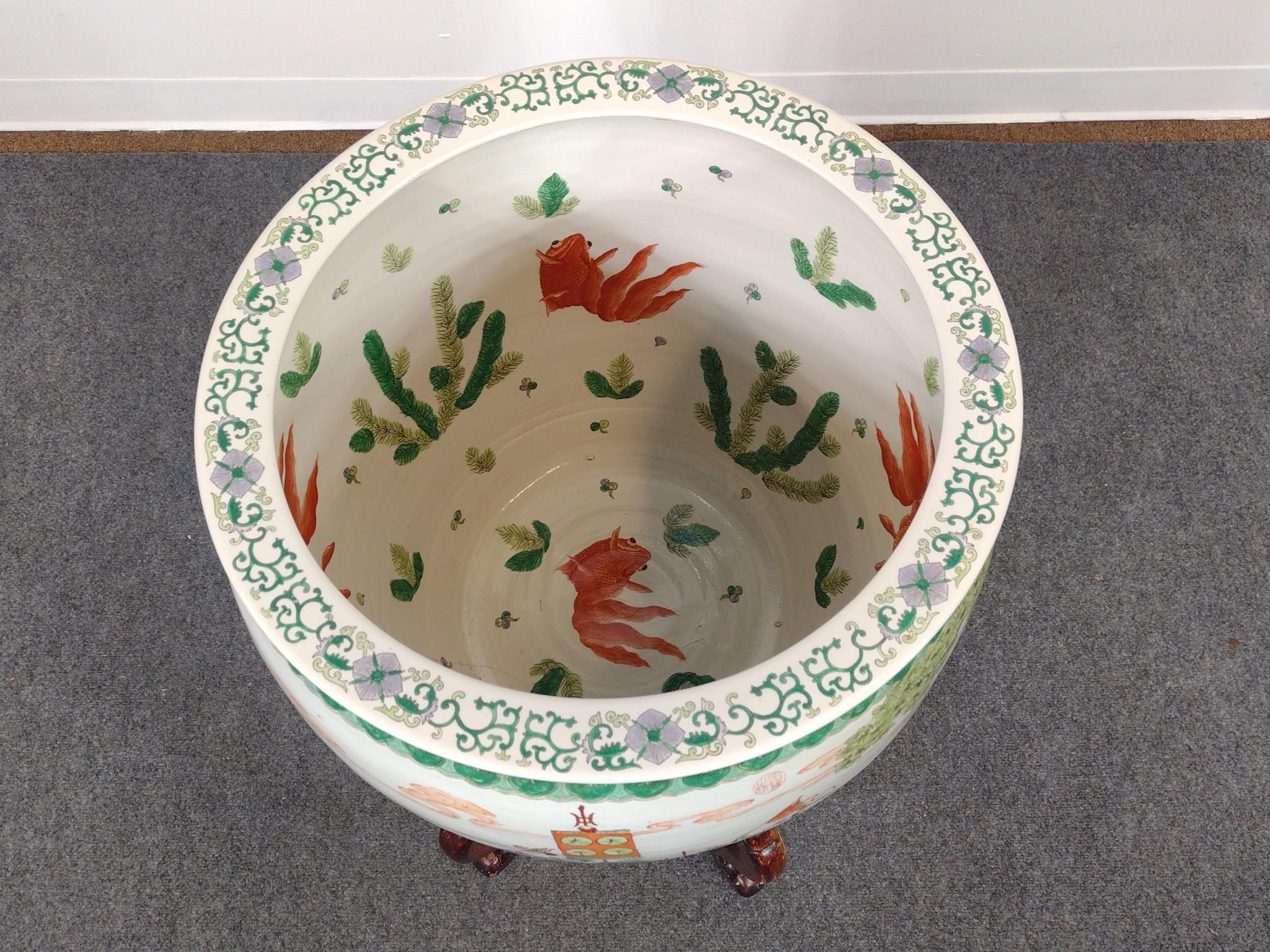 Large Chinese Fish Bowl on Stand