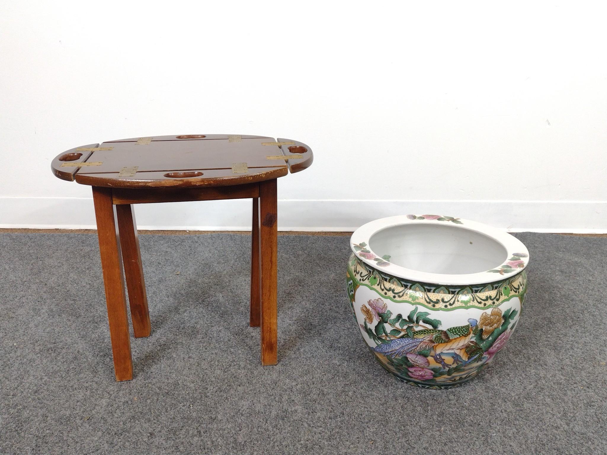 Chinese Fish Bowl and Small Tea Table