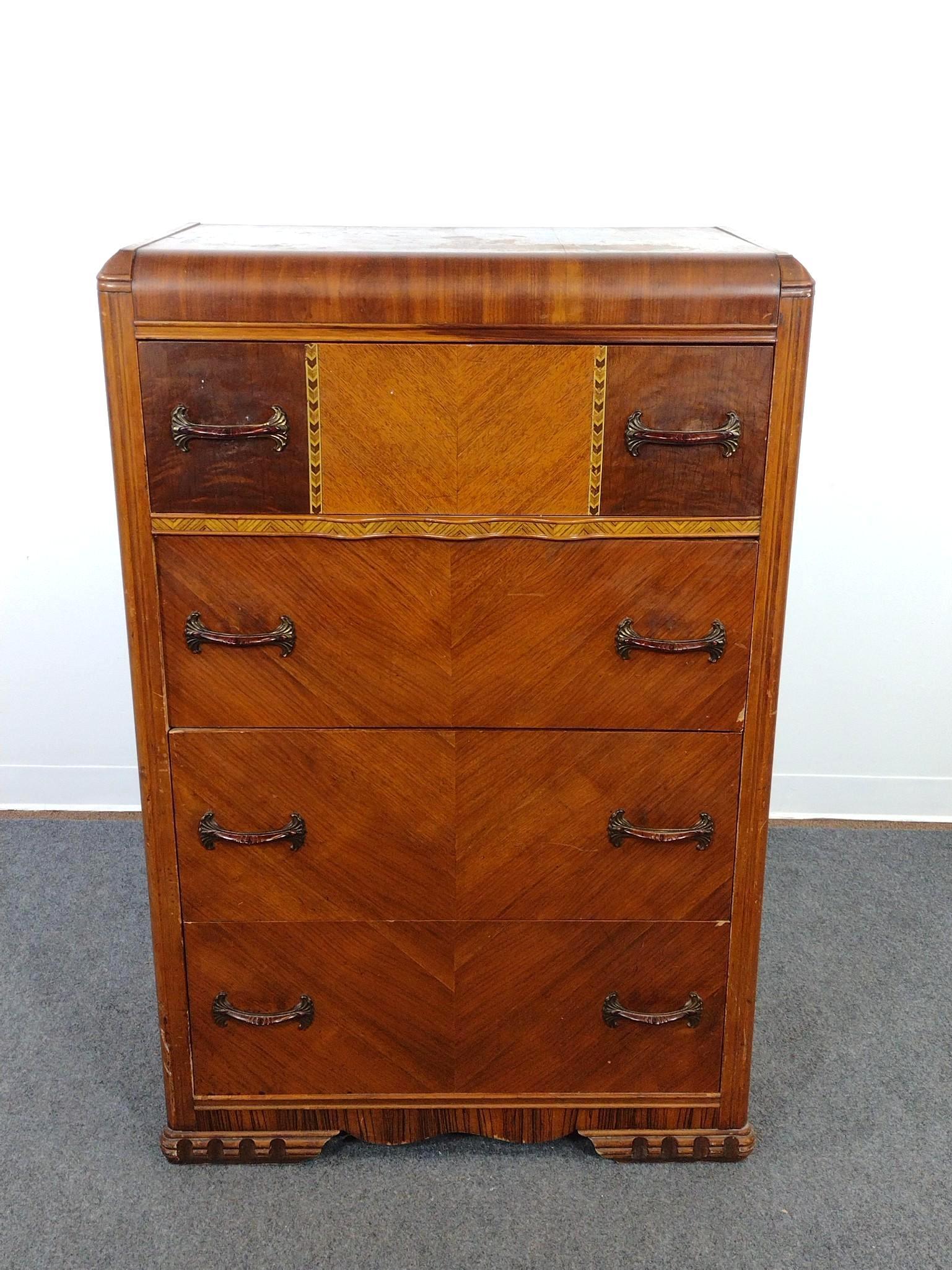 Art Deco Waterfall Tall Chest of Drawers
