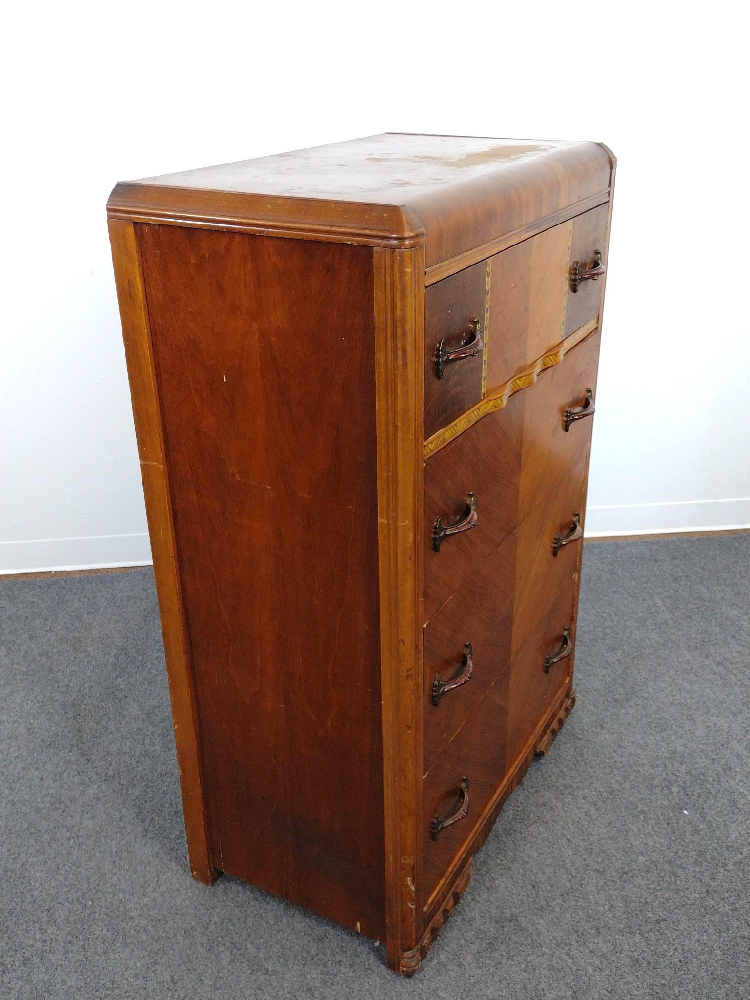 Art Deco Waterfall Tall Chest of Drawers