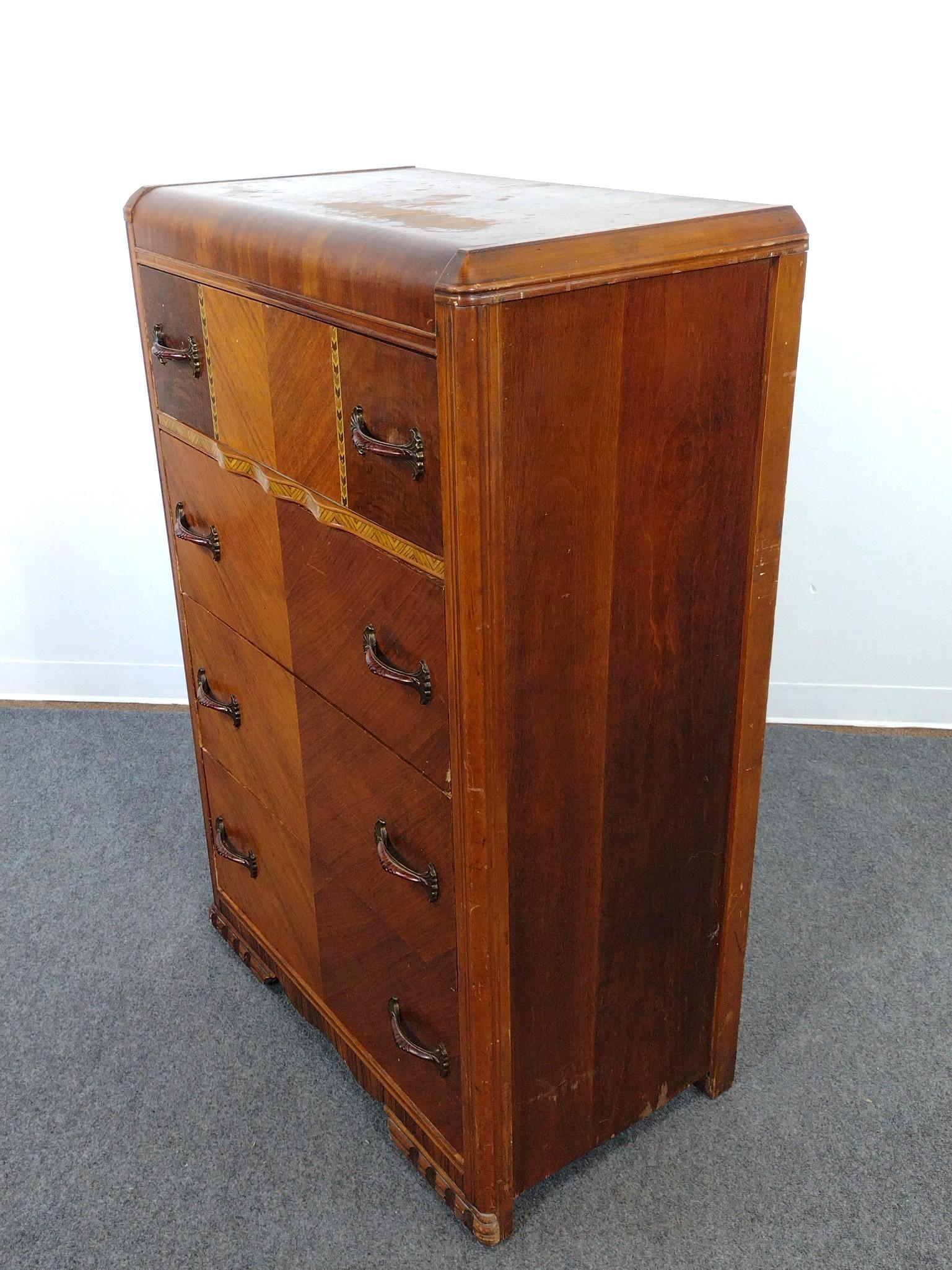 Art Deco Waterfall Tall Chest of Drawers