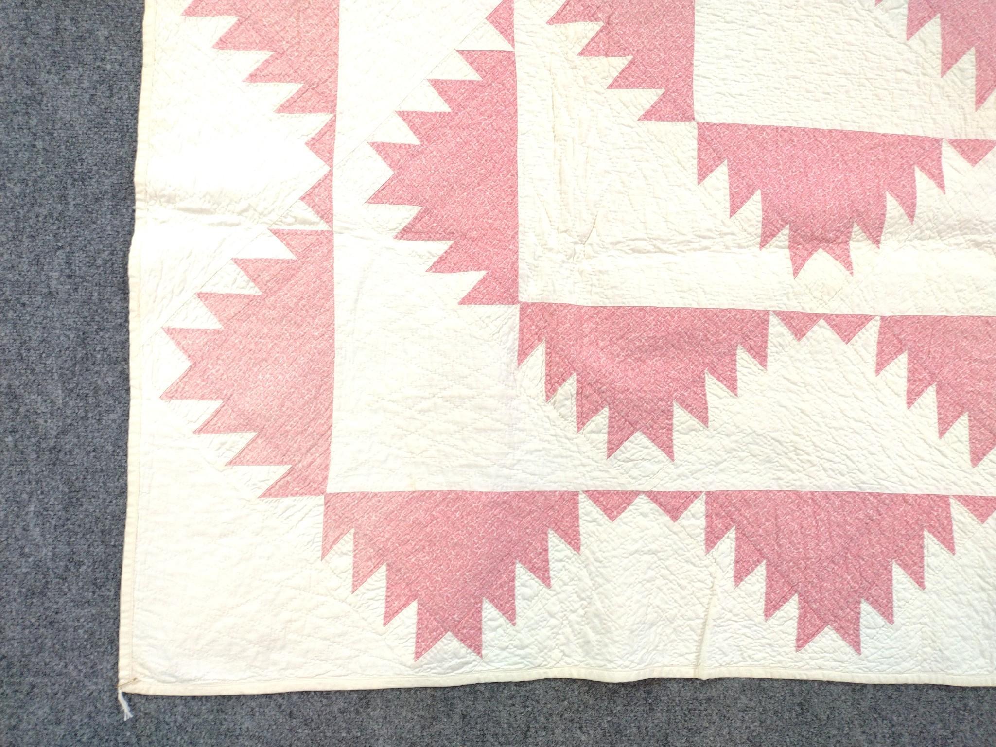 Vintage White & Red Patchwork Quilt