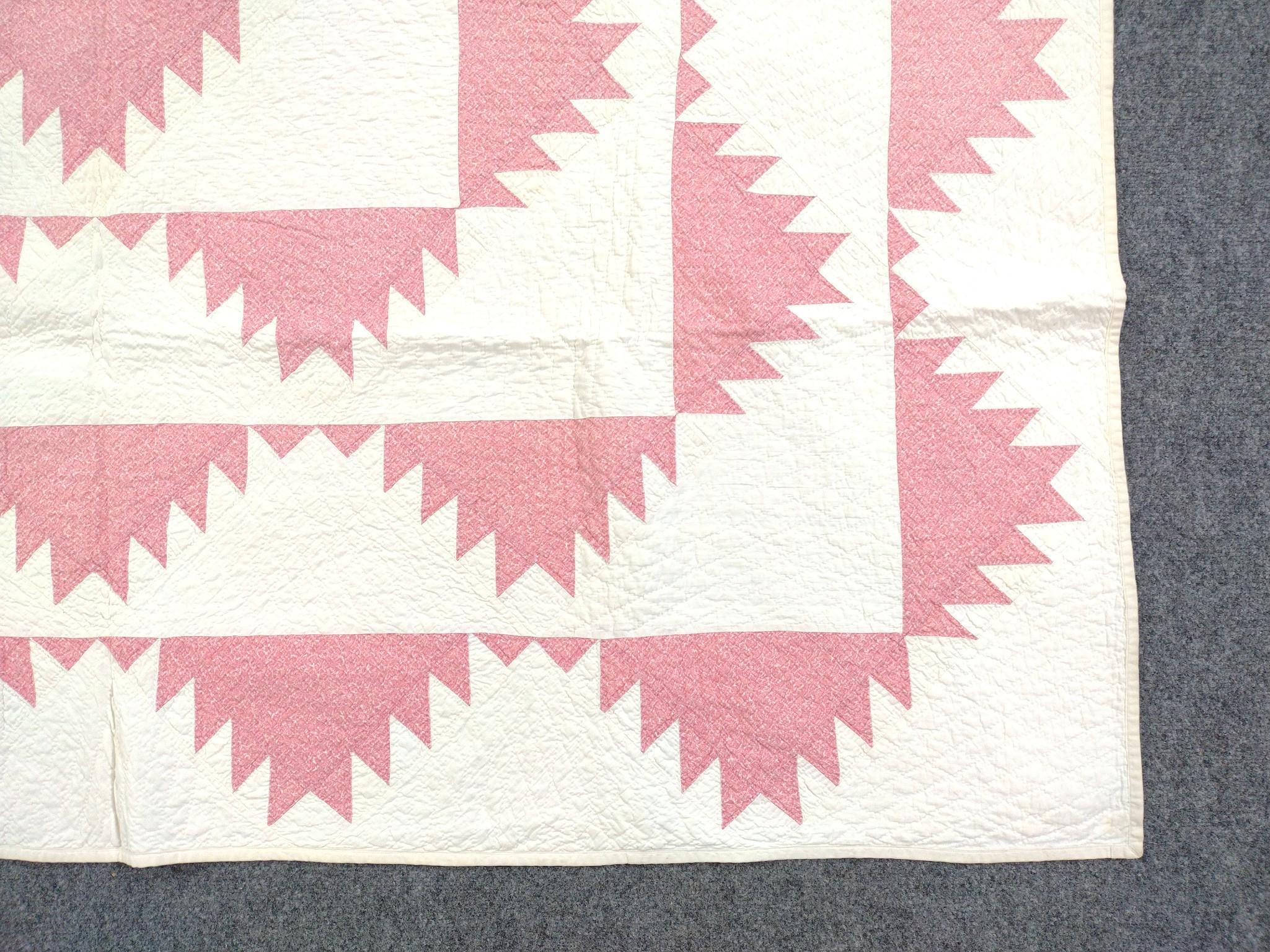 Vintage White & Red Patchwork Quilt