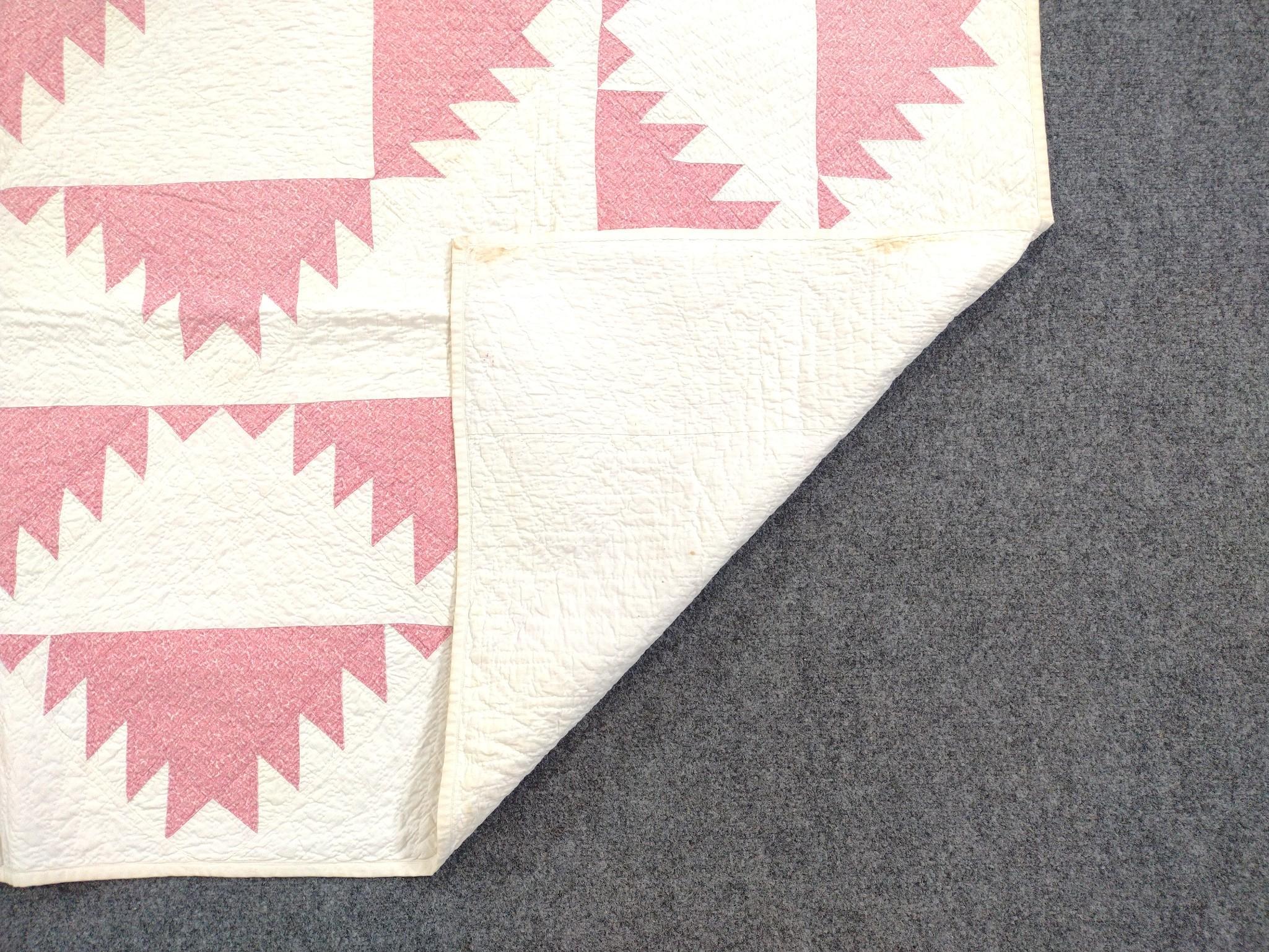 Vintage White & Red Patchwork Quilt