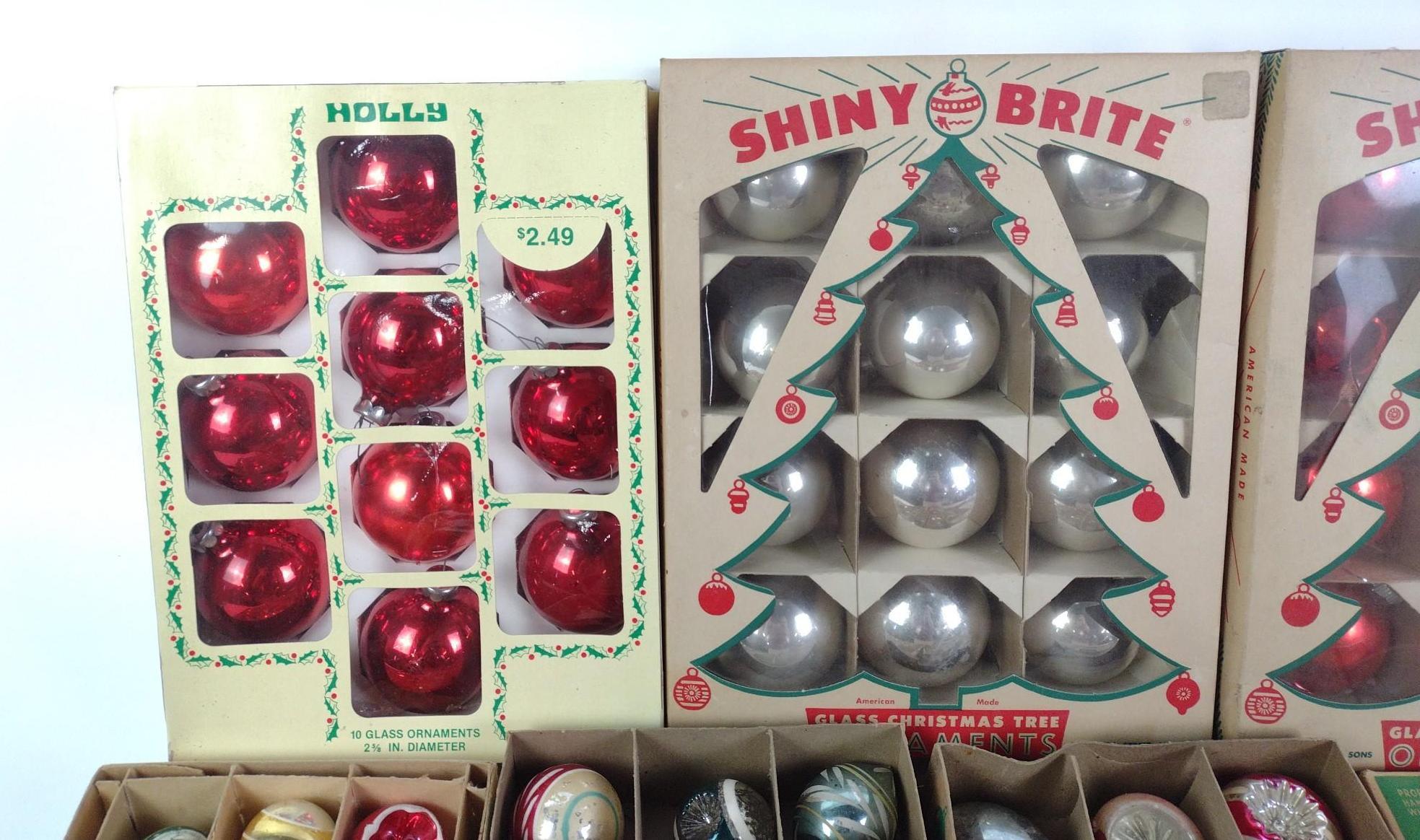 14 Boxes of Vintage Christmas Ornaments Incl. Shiny Brite & On-A-Lite
