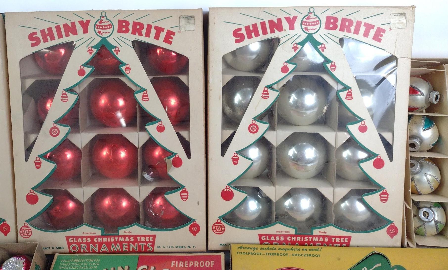 14 Boxes of Vintage Christmas Ornaments Incl. Shiny Brite & On-A-Lite