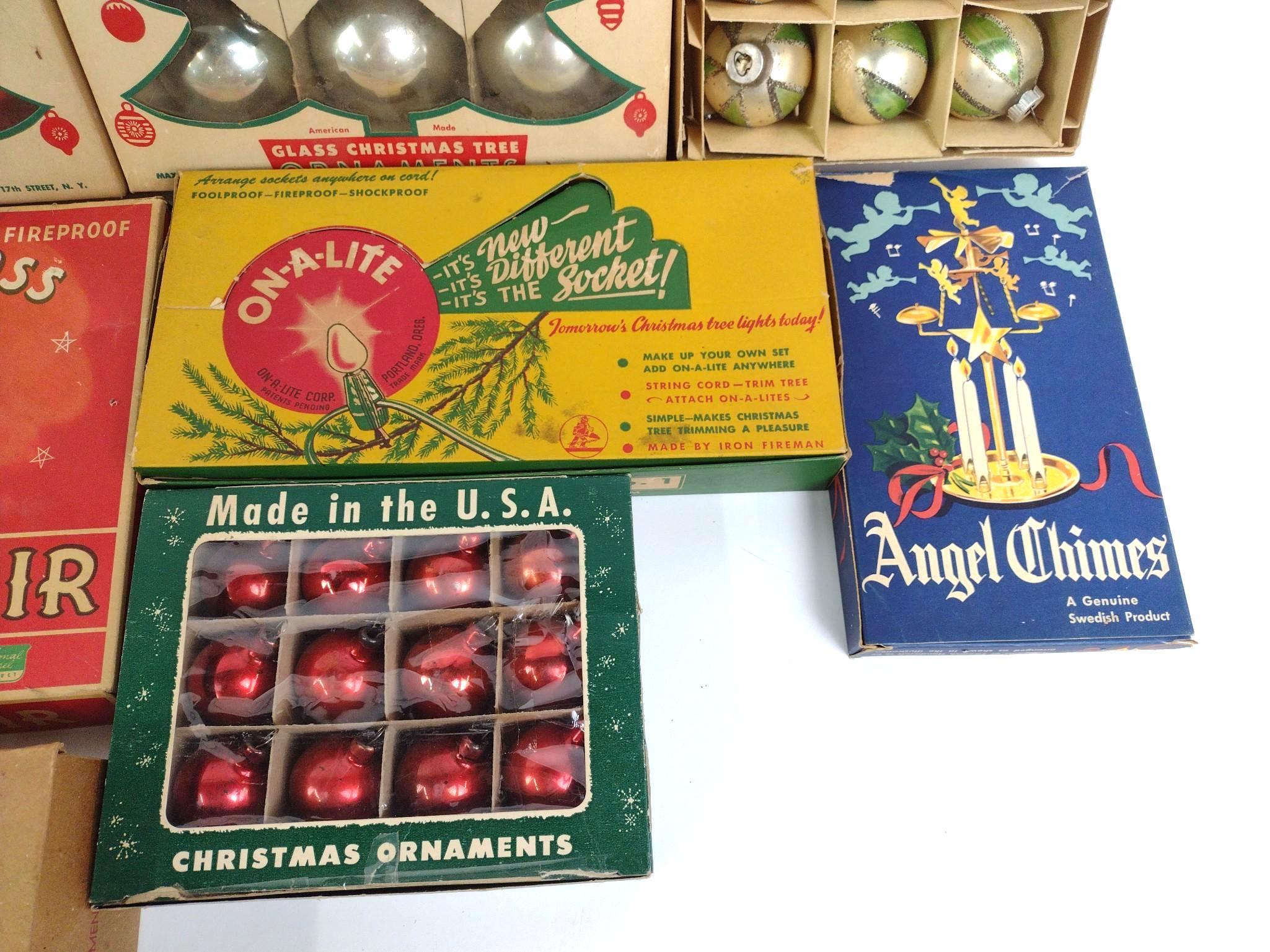 14 Boxes of Vintage Christmas Ornaments Incl. Shiny Brite & On-A-Lite