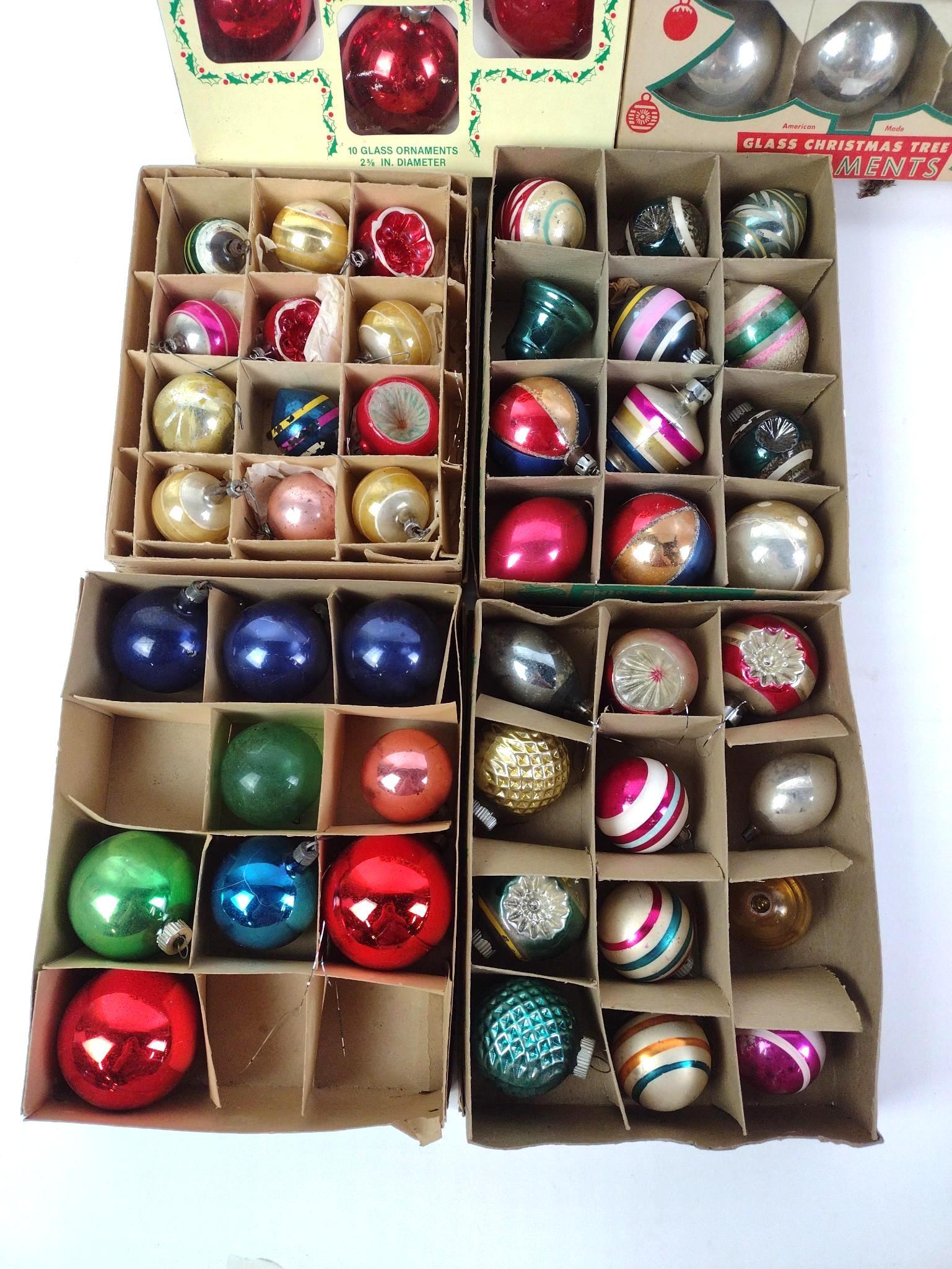 14 Boxes of Vintage Christmas Ornaments Incl. Shiny Brite & On-A-Lite