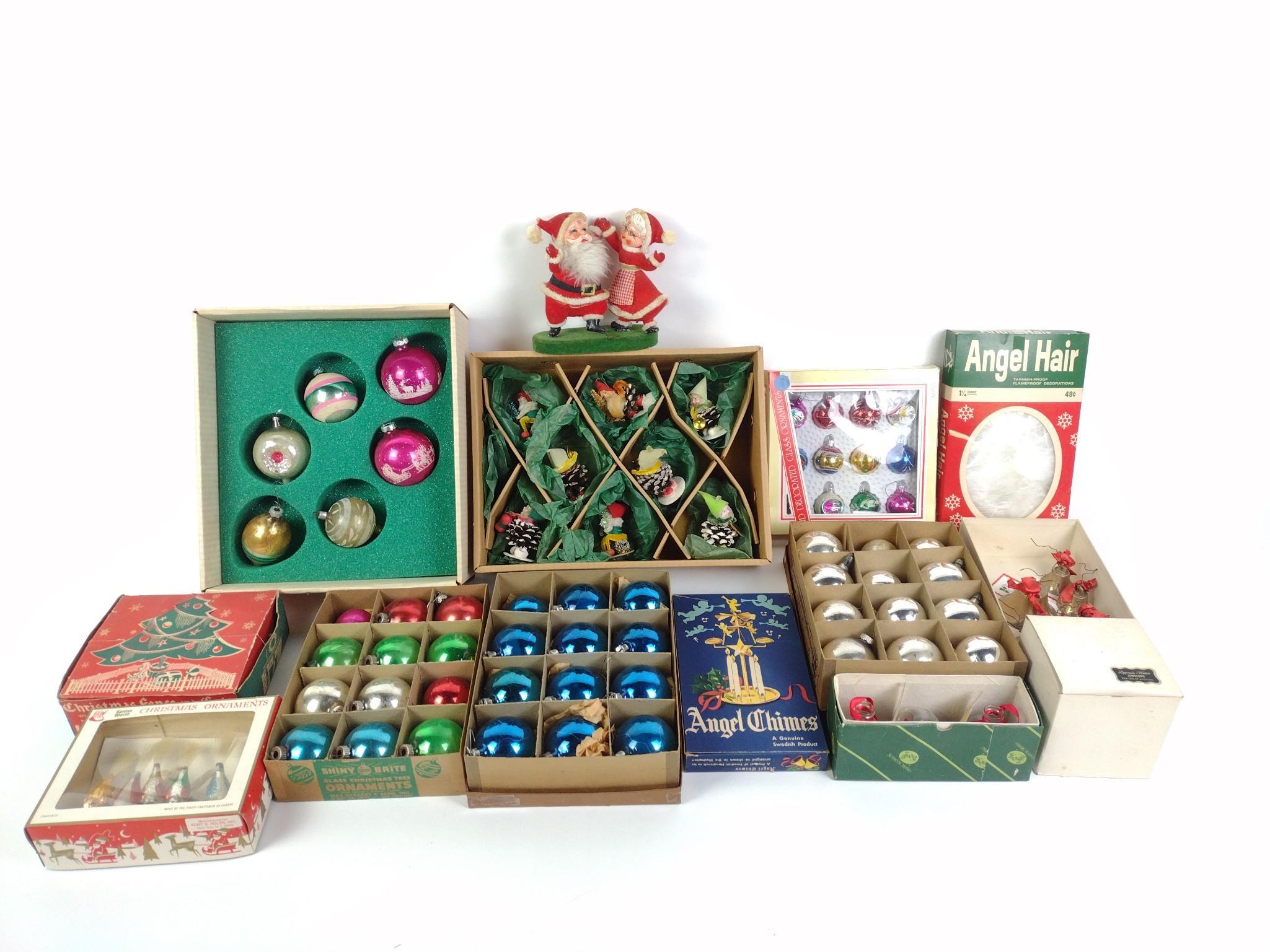12 Boxes Of Vintage Christmas Ornaments Incl. Kurt Adler Inc. & Shiny Brite
