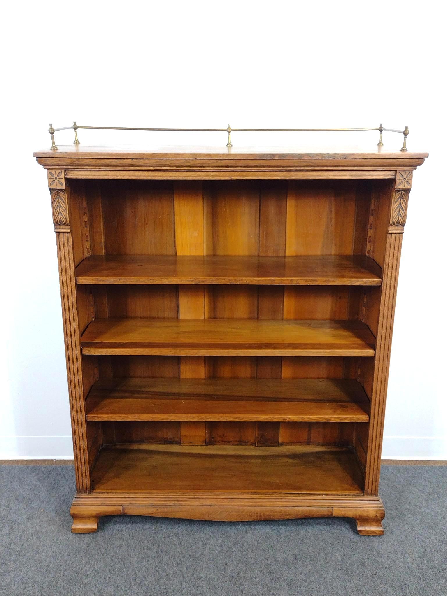 Open Bookcase with Brass Gallery