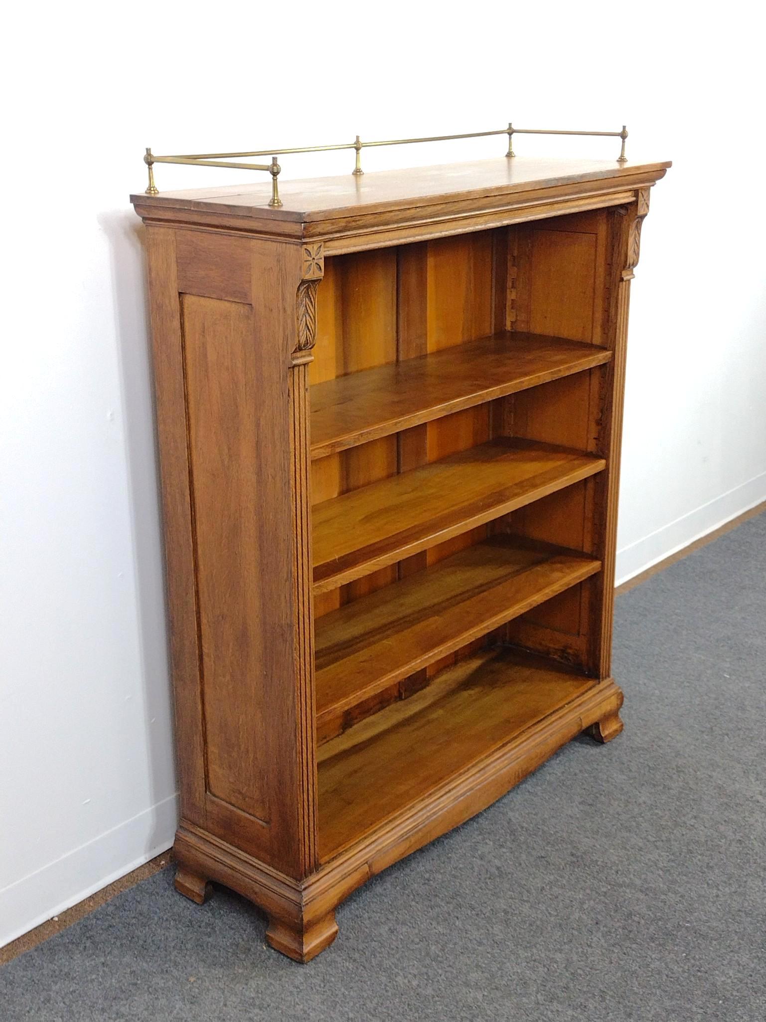 Open Bookcase with Brass Gallery
