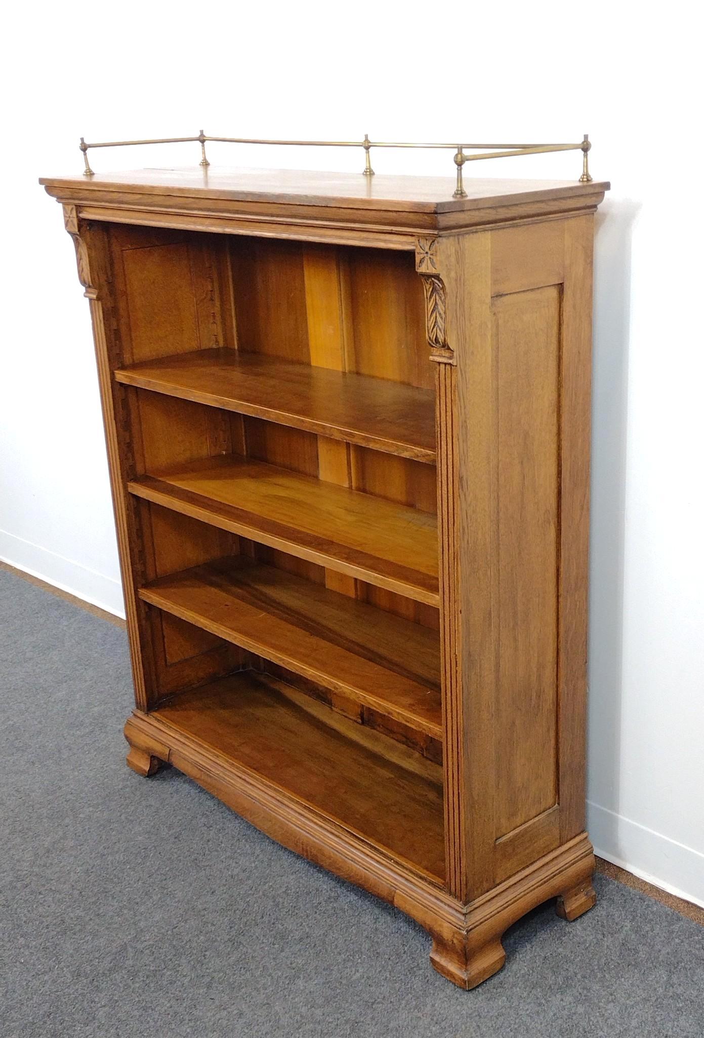Open Bookcase with Brass Gallery