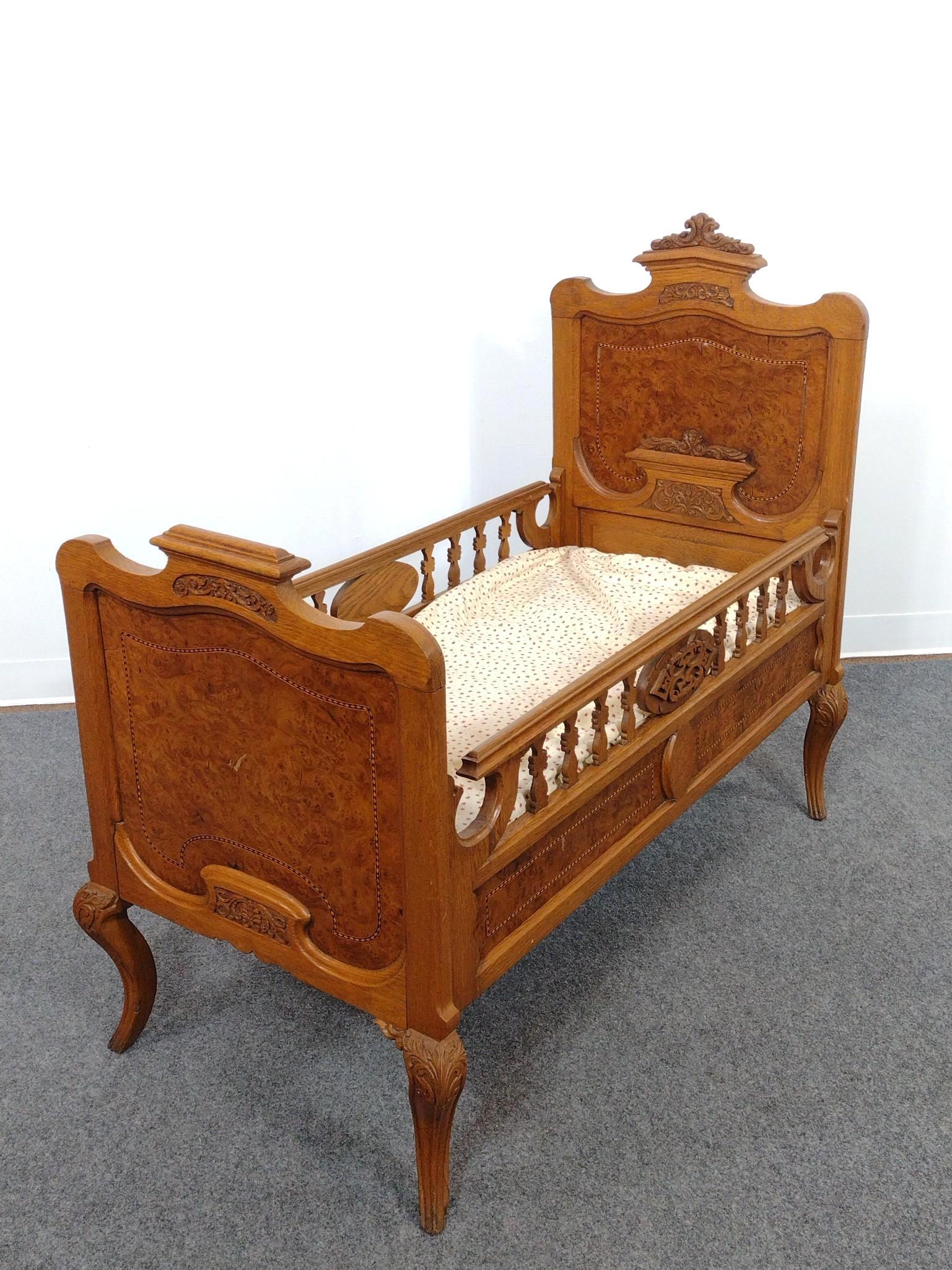 Victorian Inlaid Crib or Child's Bed