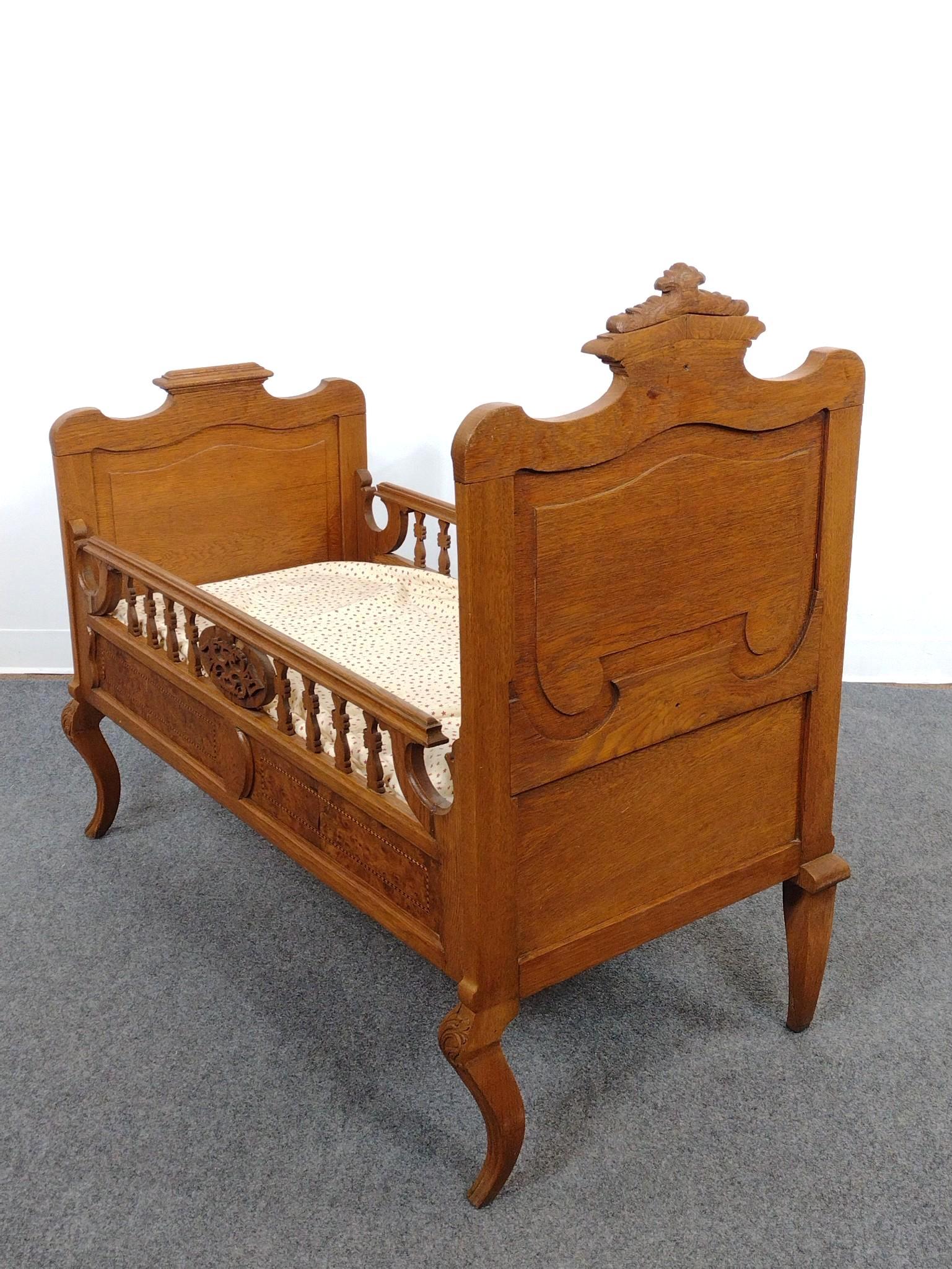 Victorian Inlaid Crib or Child's Bed