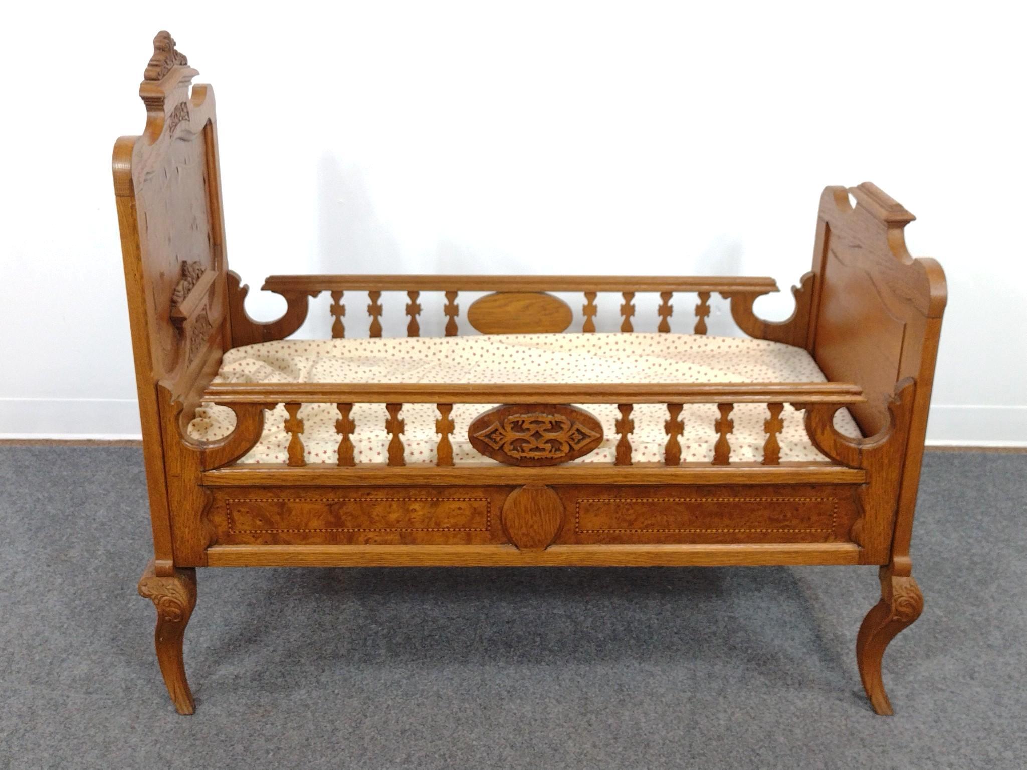 Victorian Inlaid Crib or Child's Bed
