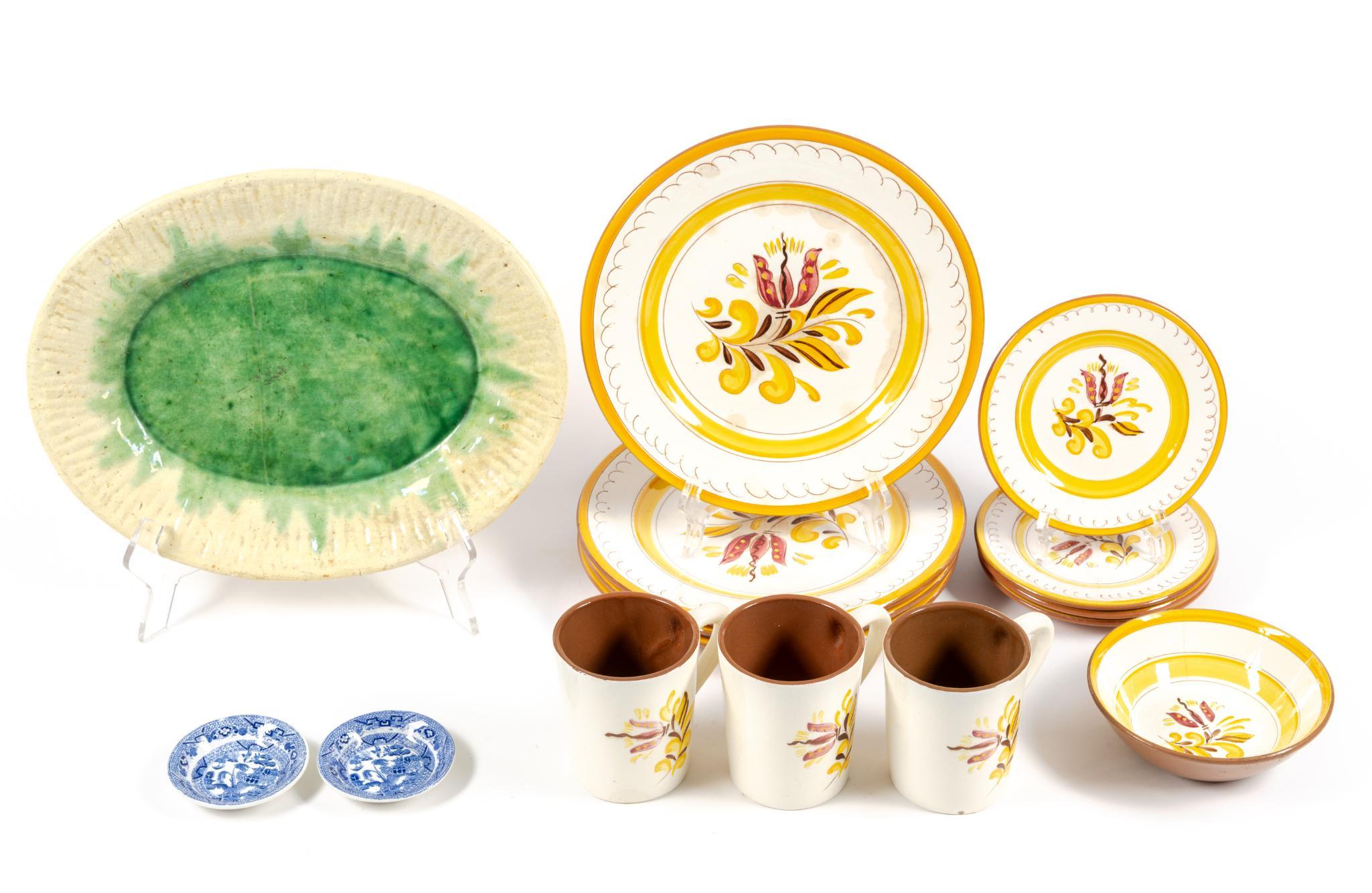 Partial Stangl Pottery Set & Majolica Platter By Caldas Successor