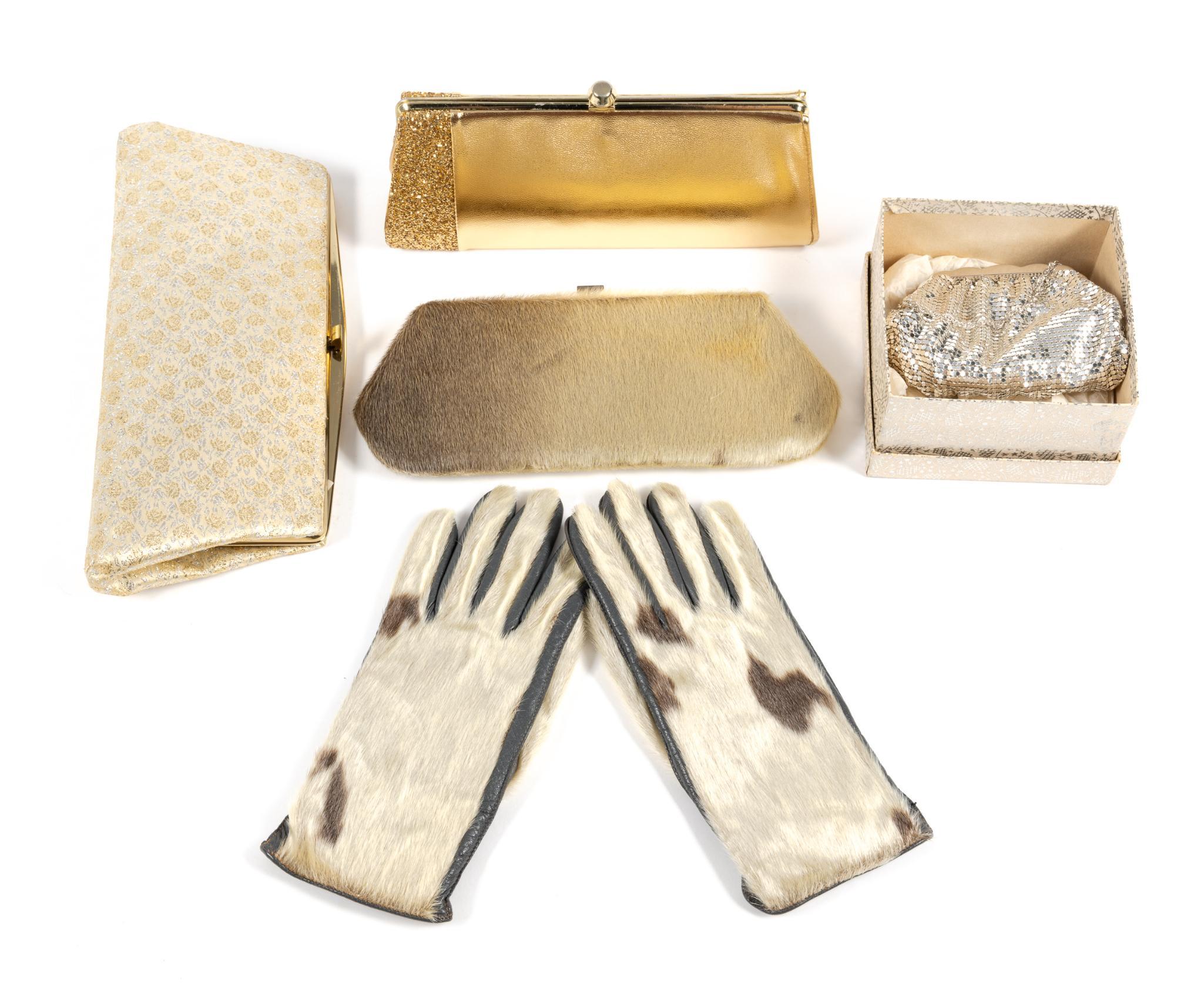 3 Clutches & Seal Skin Gloves