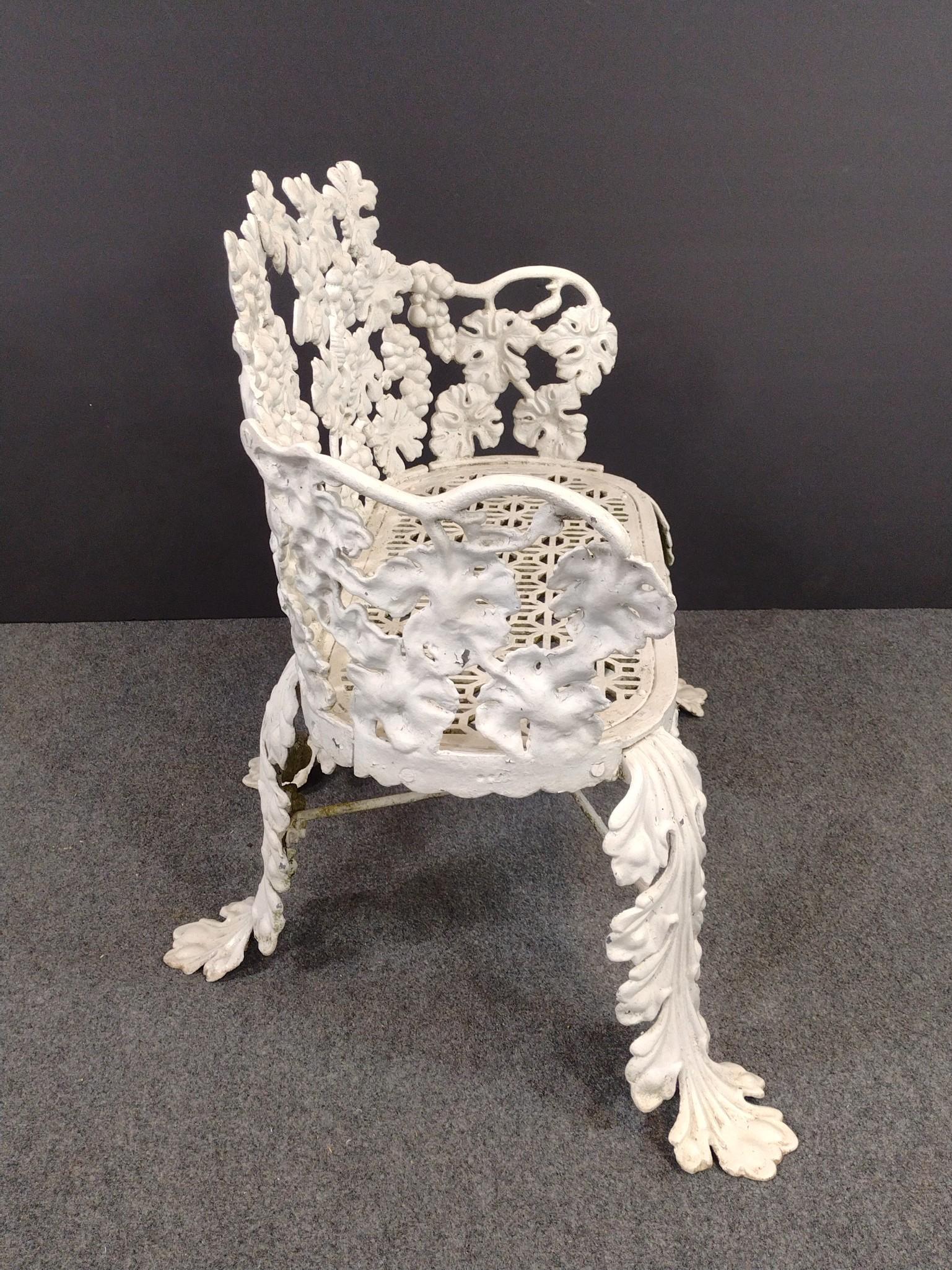 Cast Iron White Painted Grapevine Garden Bench