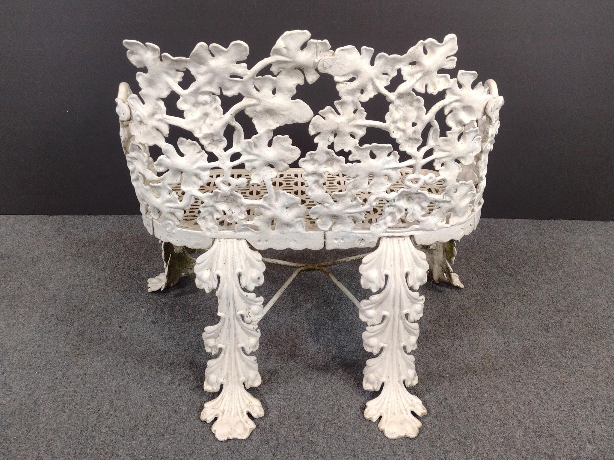 Cast Iron White Painted Grapevine Garden Bench