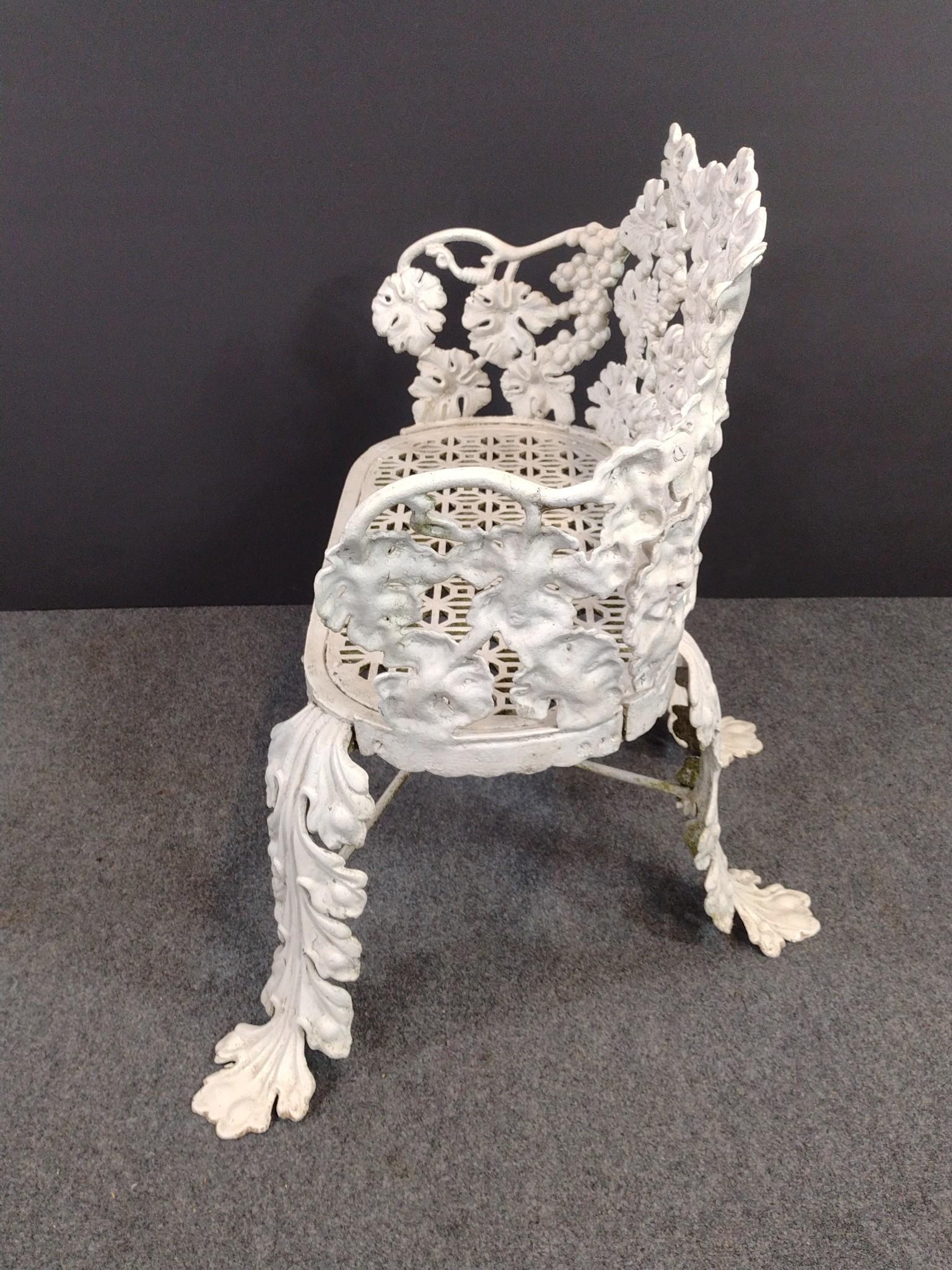 Cast Iron White Painted Grapevine Garden Bench