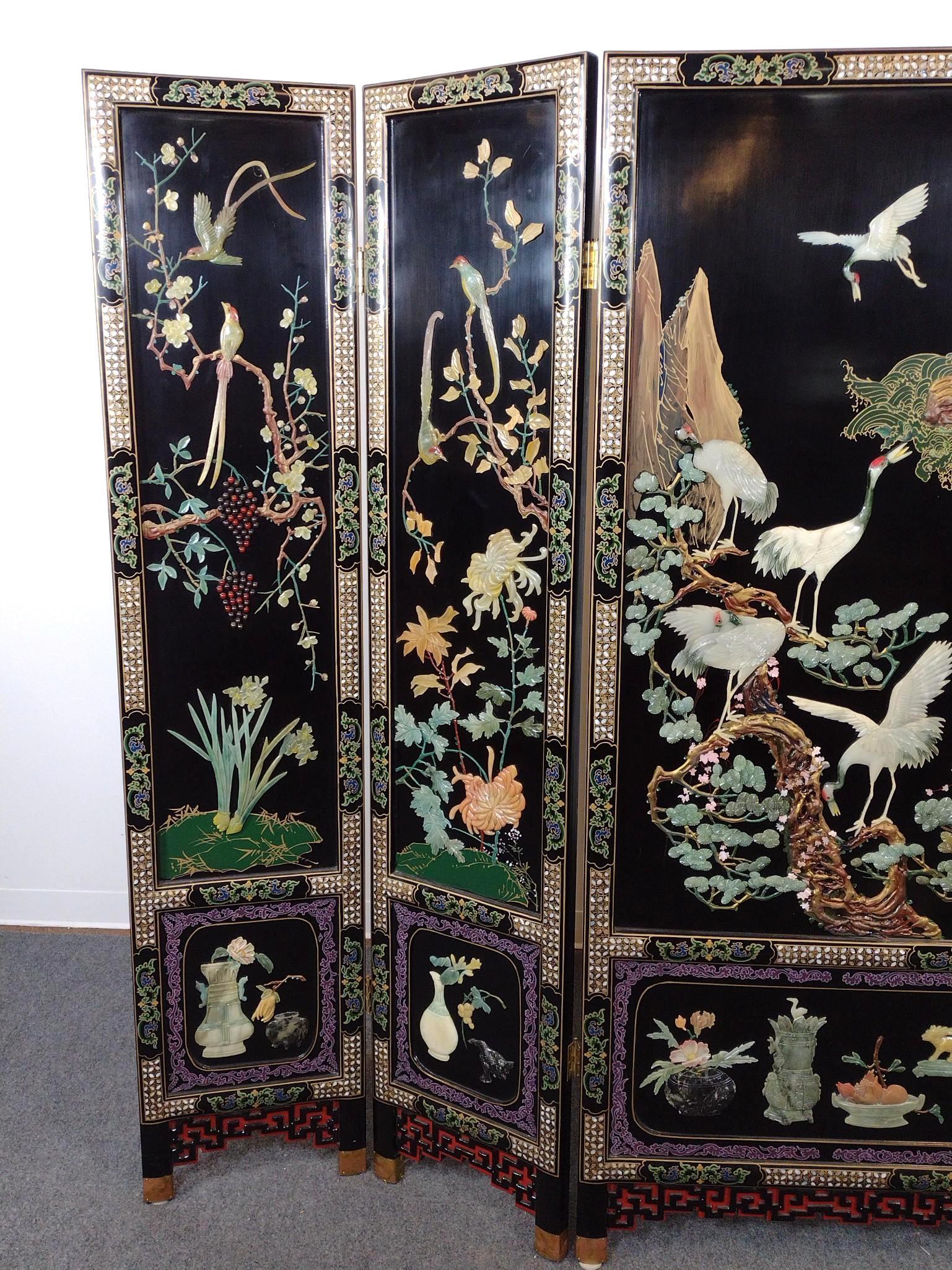 Chinese 5-Panel Lacquer Room Divider