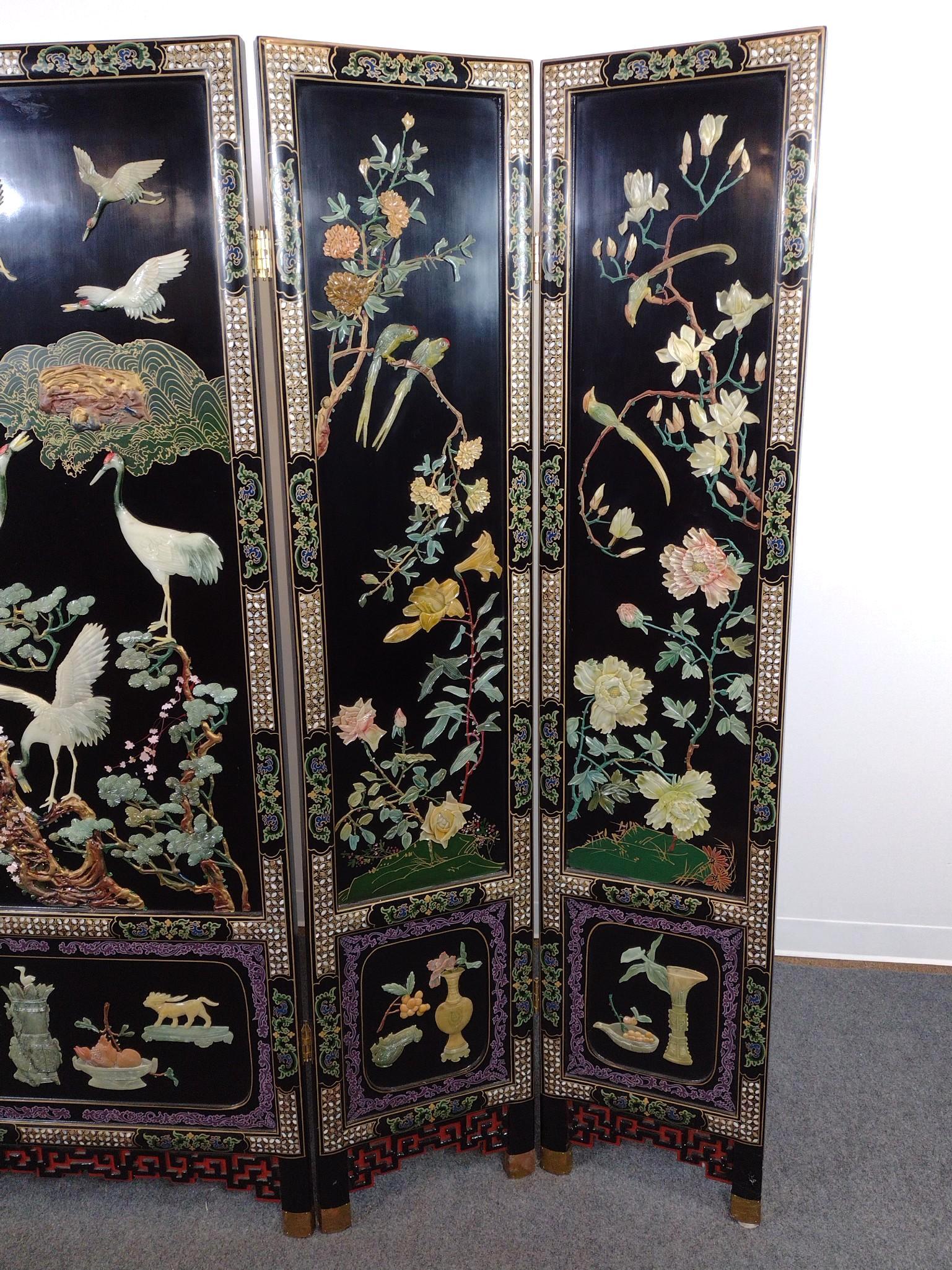Chinese 5-Panel Lacquer Room Divider