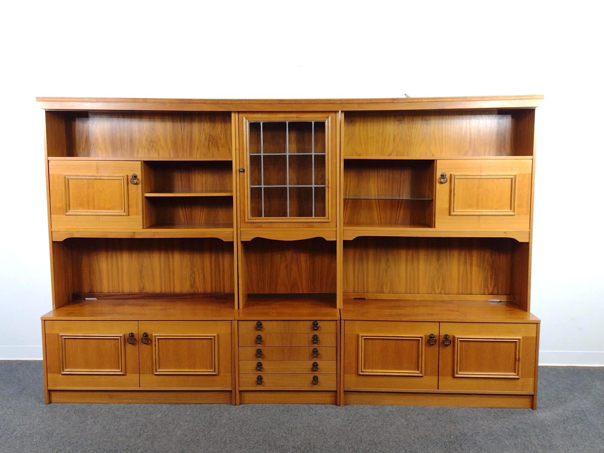 Mid-Century Modern Danish Style 3-Section Wall Unit