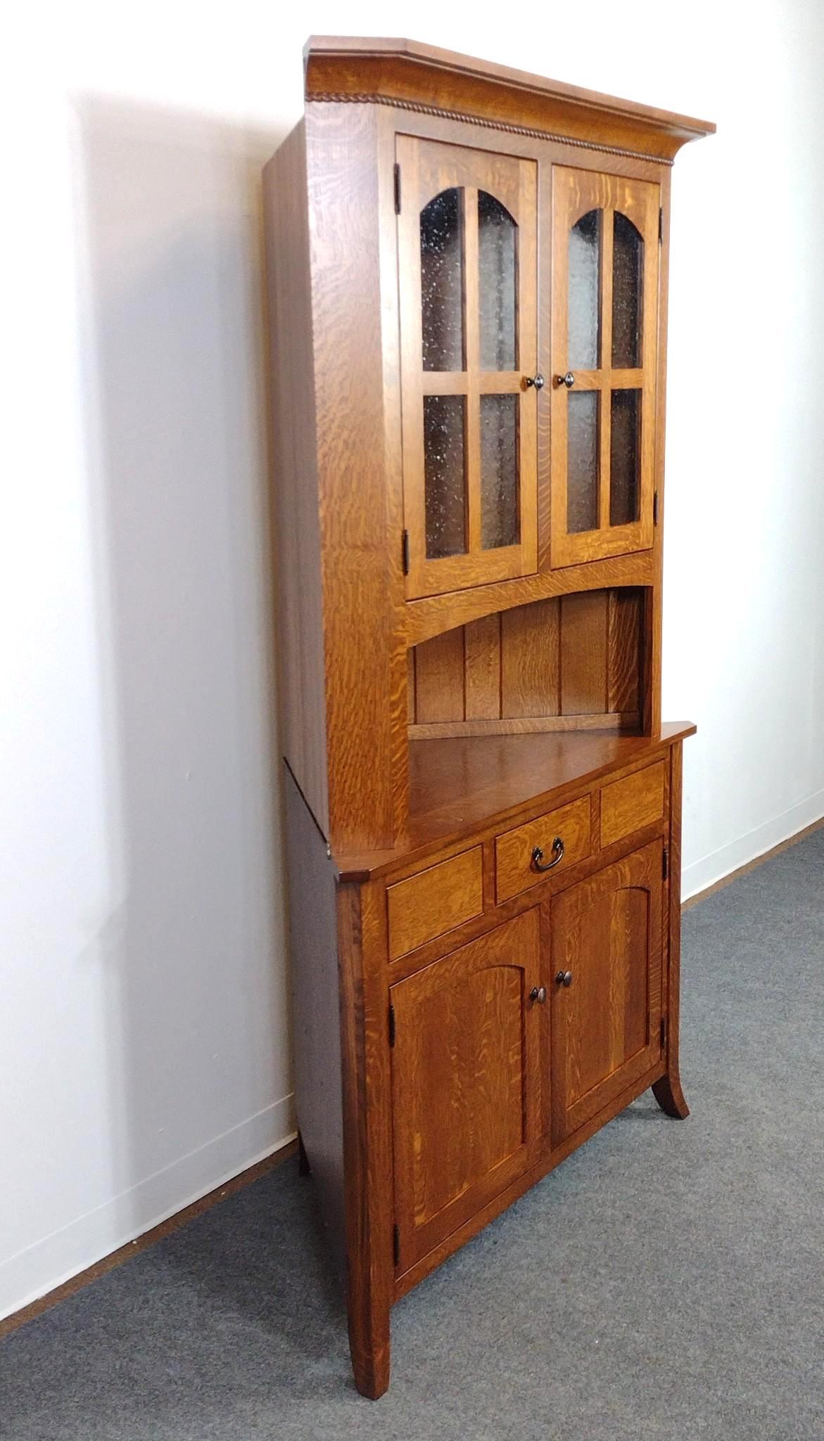 Mission Style Corner Hutch Cabinet