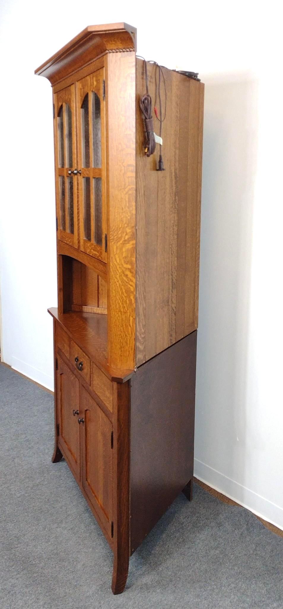Mission Style Corner Hutch Cabinet