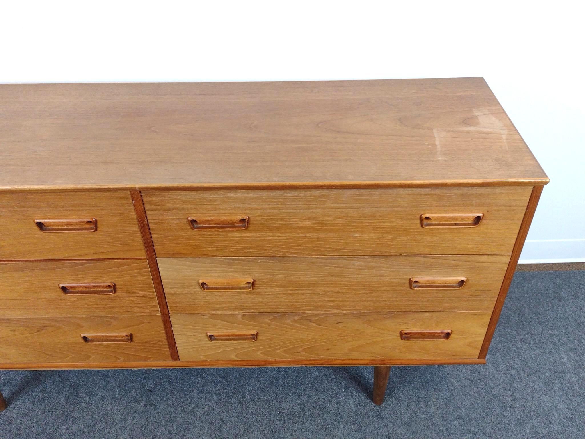 Mid-Century Modern Six-Drawer Lowboy Dresser