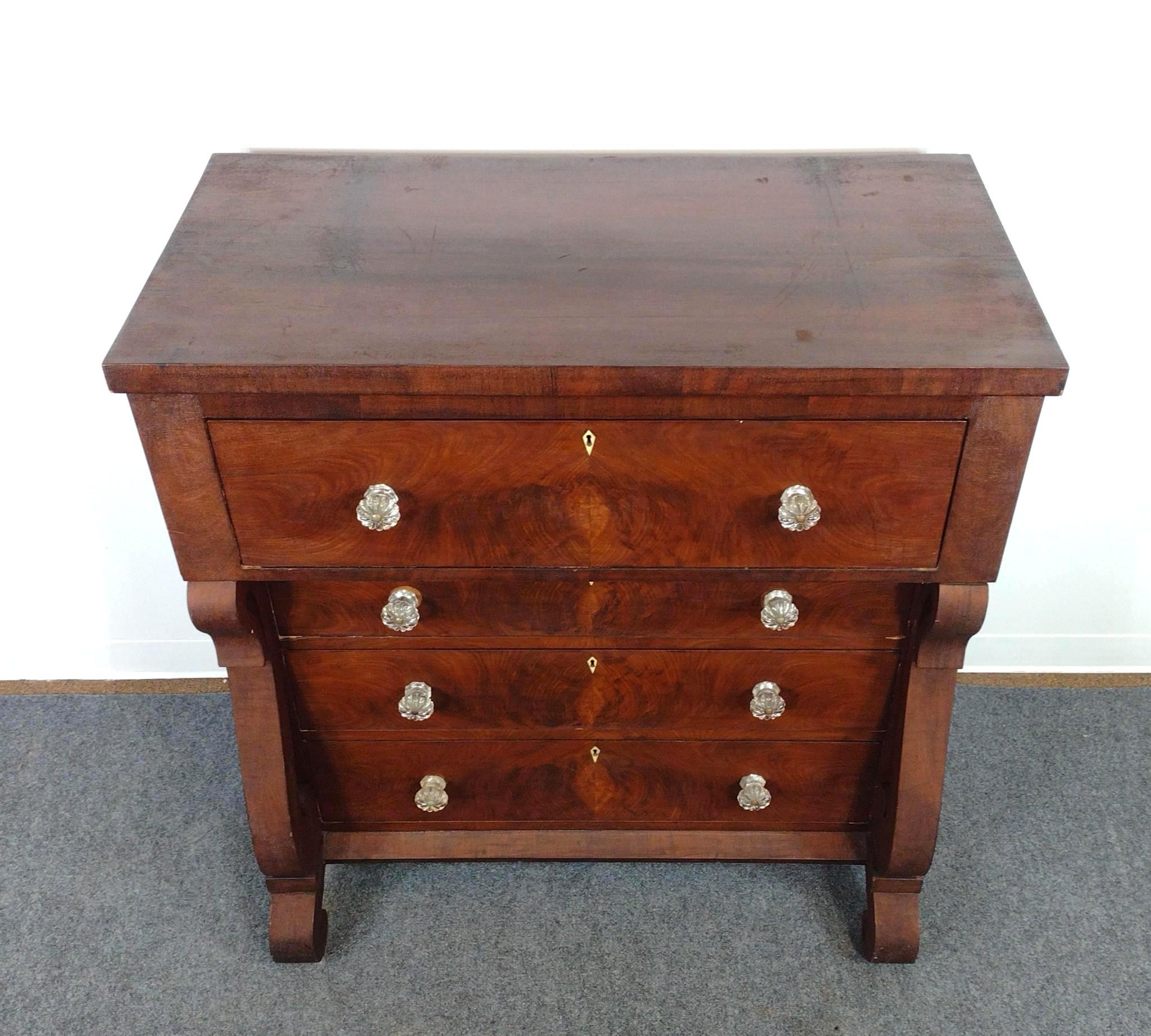 Empire Chest Bureau with Glass Drawer Pulls