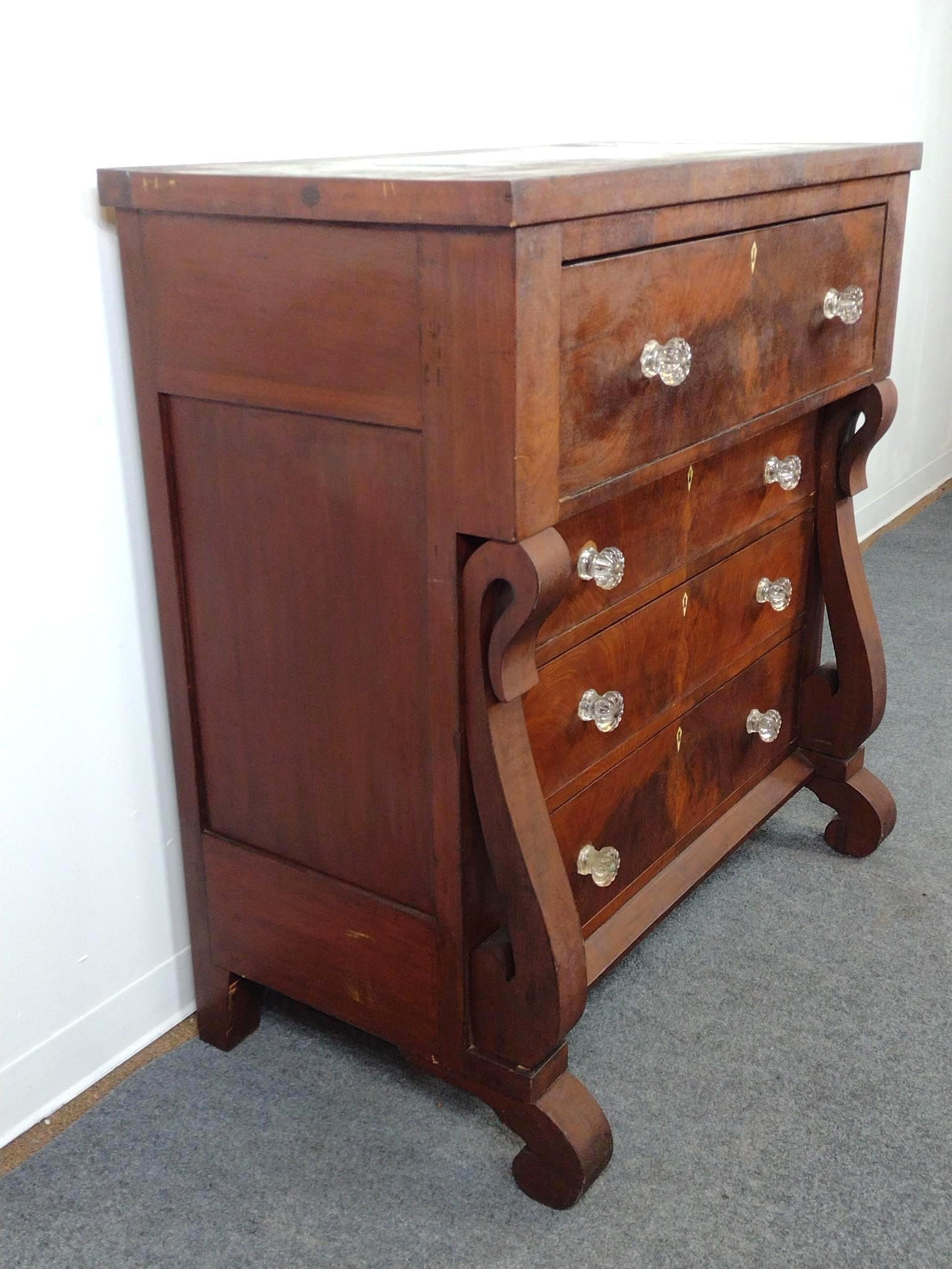 Empire Chest Bureau with Glass Drawer Pulls