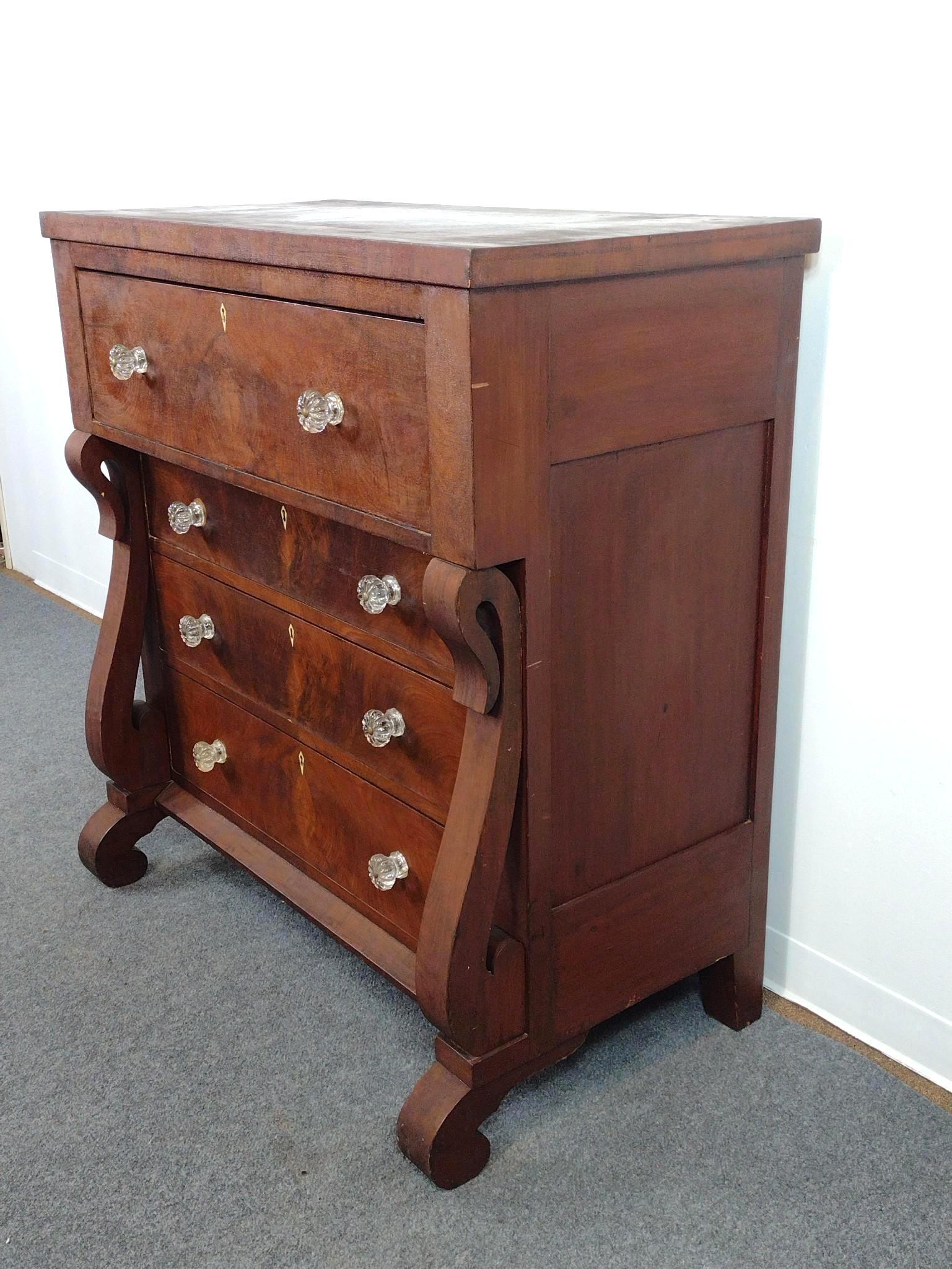 Empire Chest Bureau with Glass Drawer Pulls