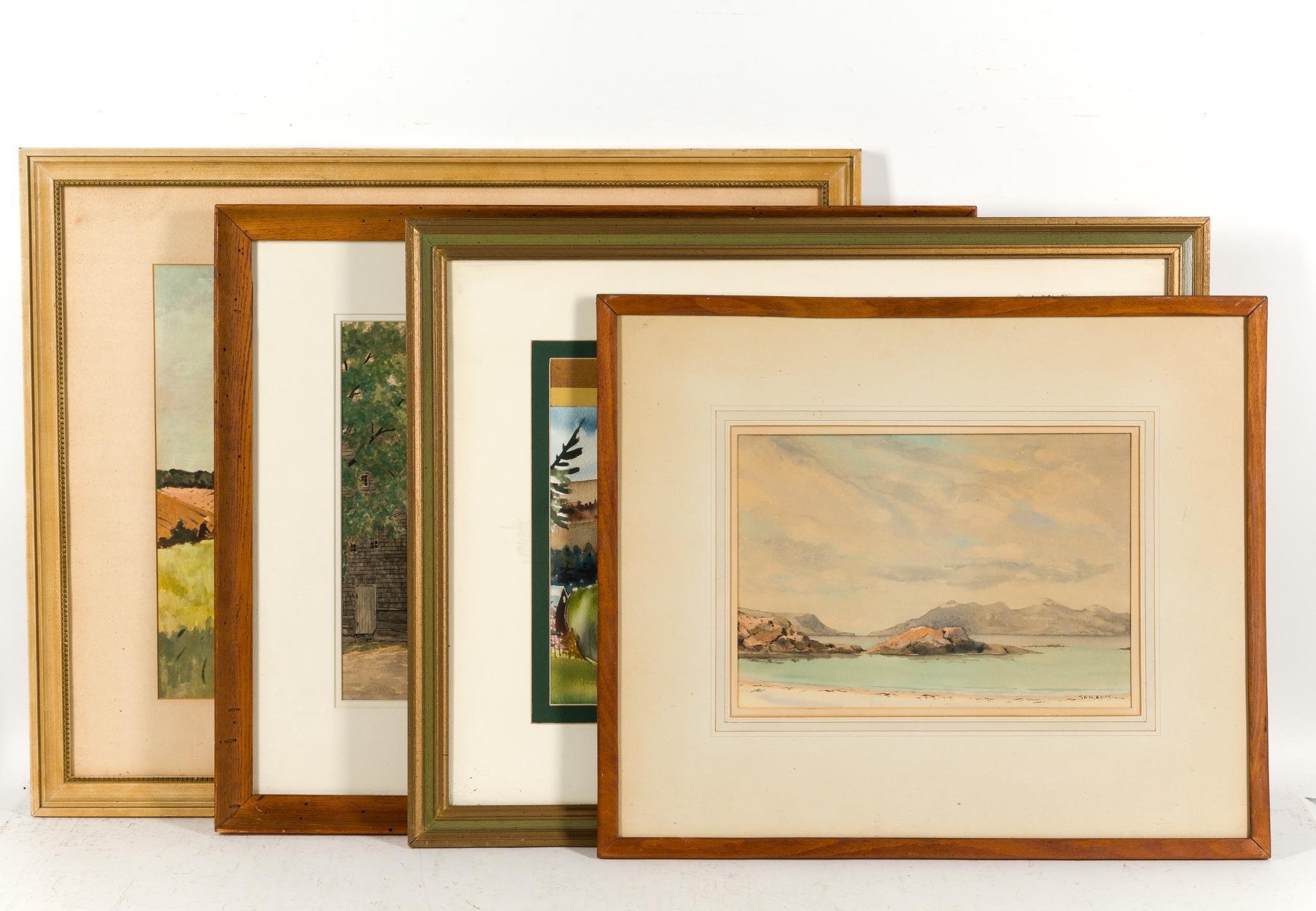 4 Framed Landscape Paintings and Watercolors