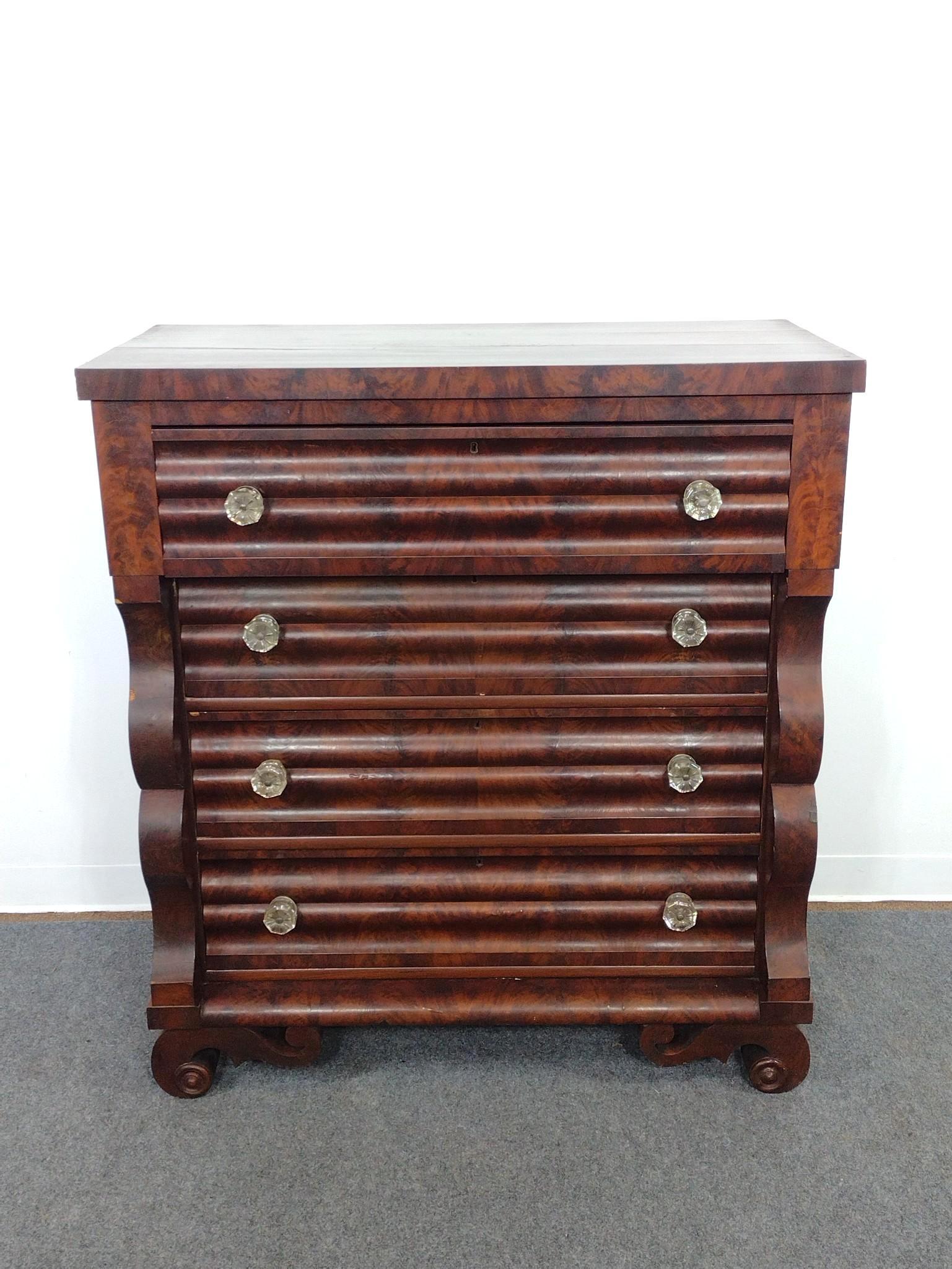 Empire Chest Bureau with Glass Drawer Pulls