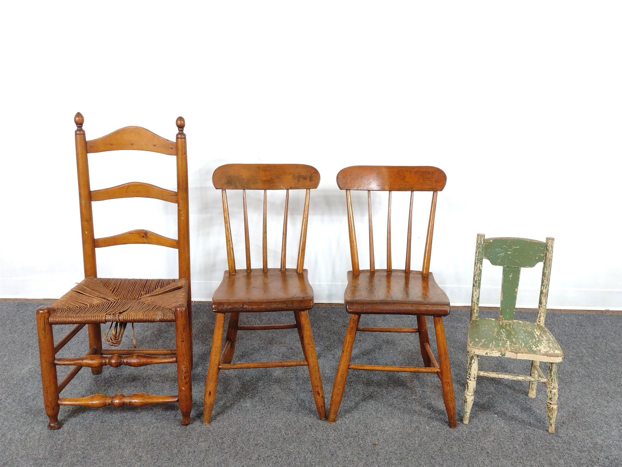 4 Antique Chairs Incl Child's