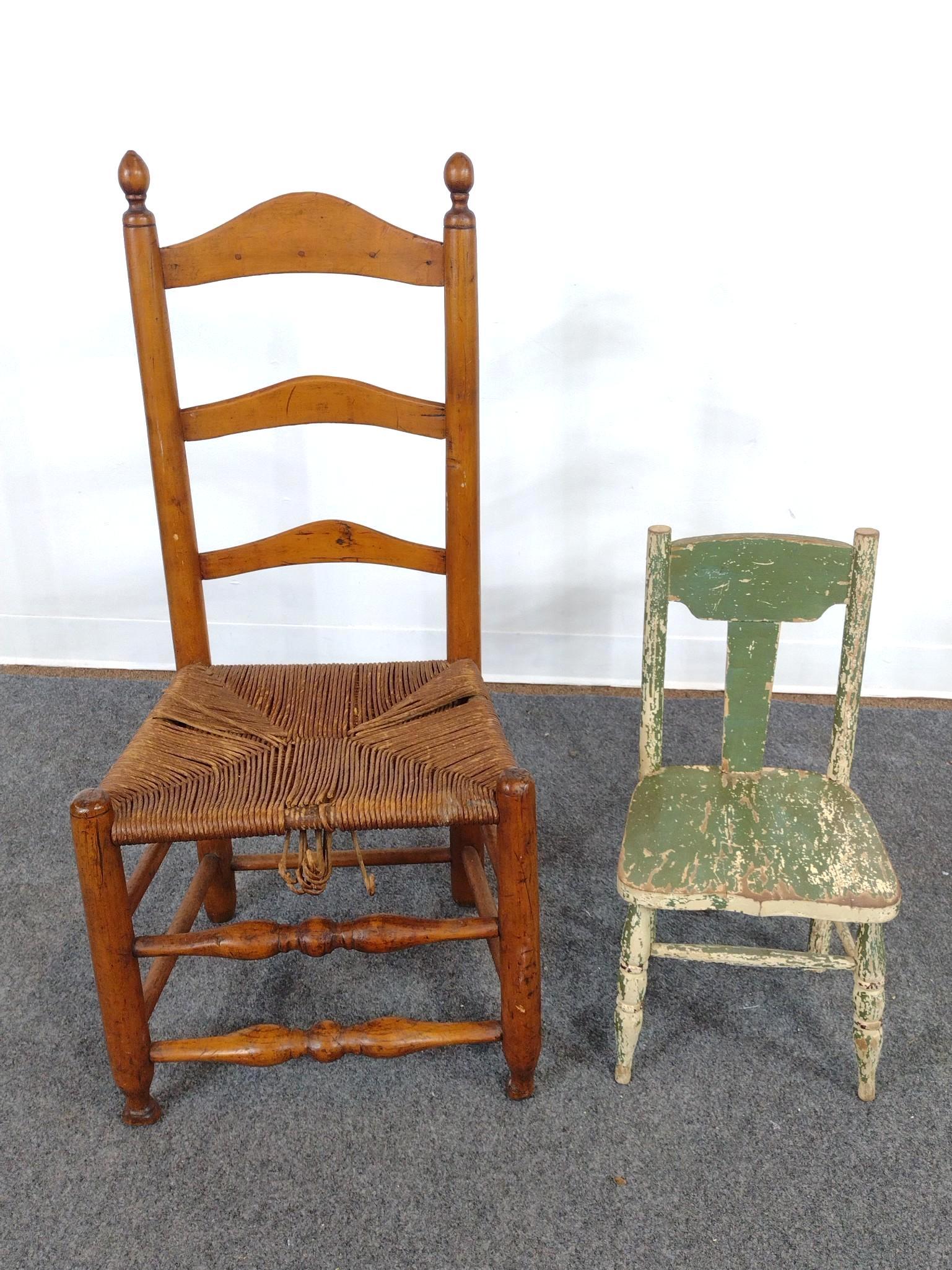 4 Antique Chairs Incl Child's