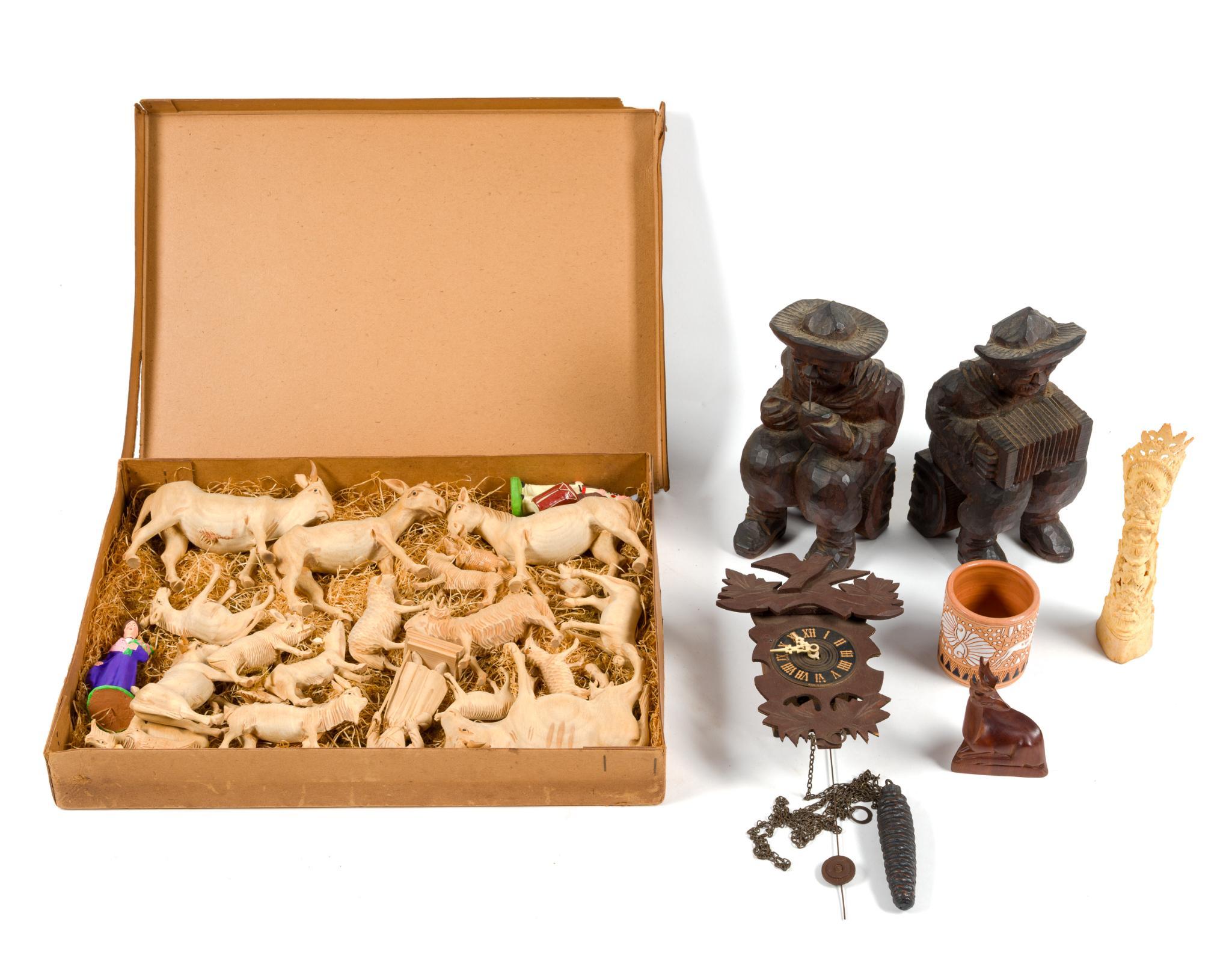 Folk Art Carvings Incl. Animal Figurines